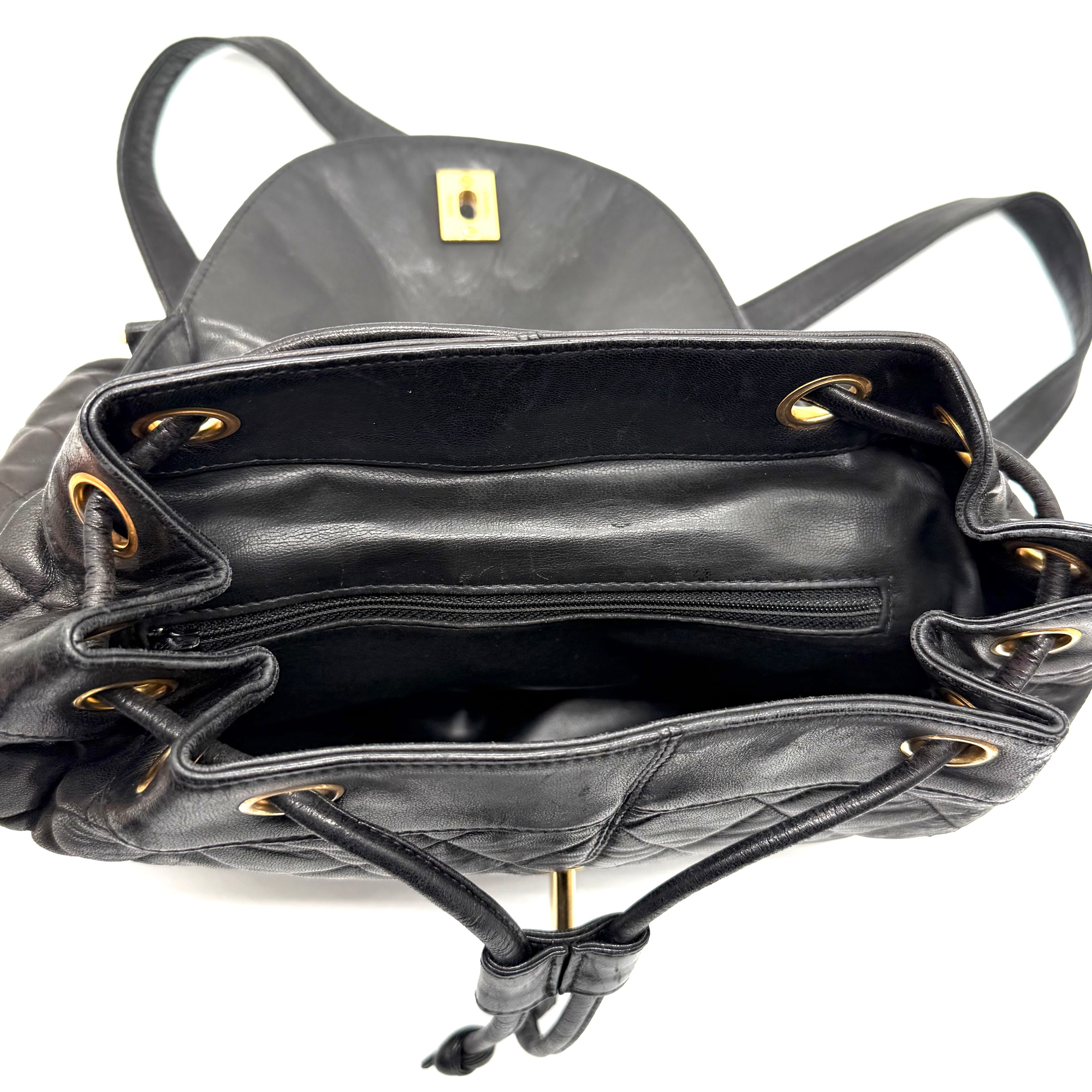 Chanel Quilted Backpack | Black Leather | Gold-Tone Hardware