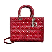 Dior | Lady Dior Large - Scarlet Red Patent Leather (Excellent Condition) - CONS
