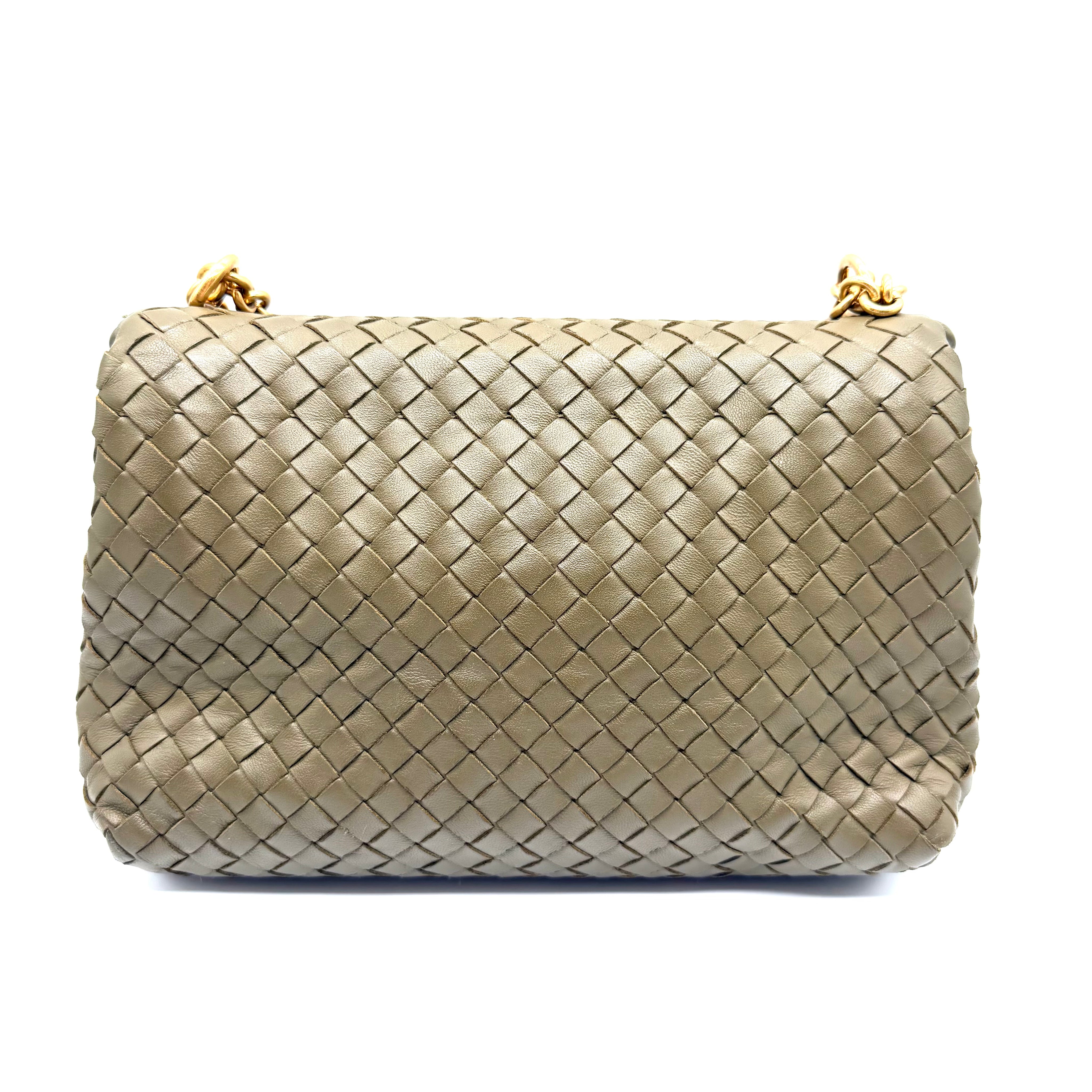 Bottega Veneta | Olimpia Shoulder Bag | Olive Intrecciato Nappa Leather | Gold-Tone Hardware
