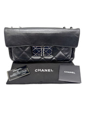 Chanel | 2.55 Reissue East-West Accordion Flap Bag | Black Lambskin | Silver-Tone Hardware