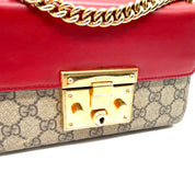 Gucci | Padlock Small Shoulder Bag | GG Supreme Canvas and Red Leather | Gold-Tone Hardware