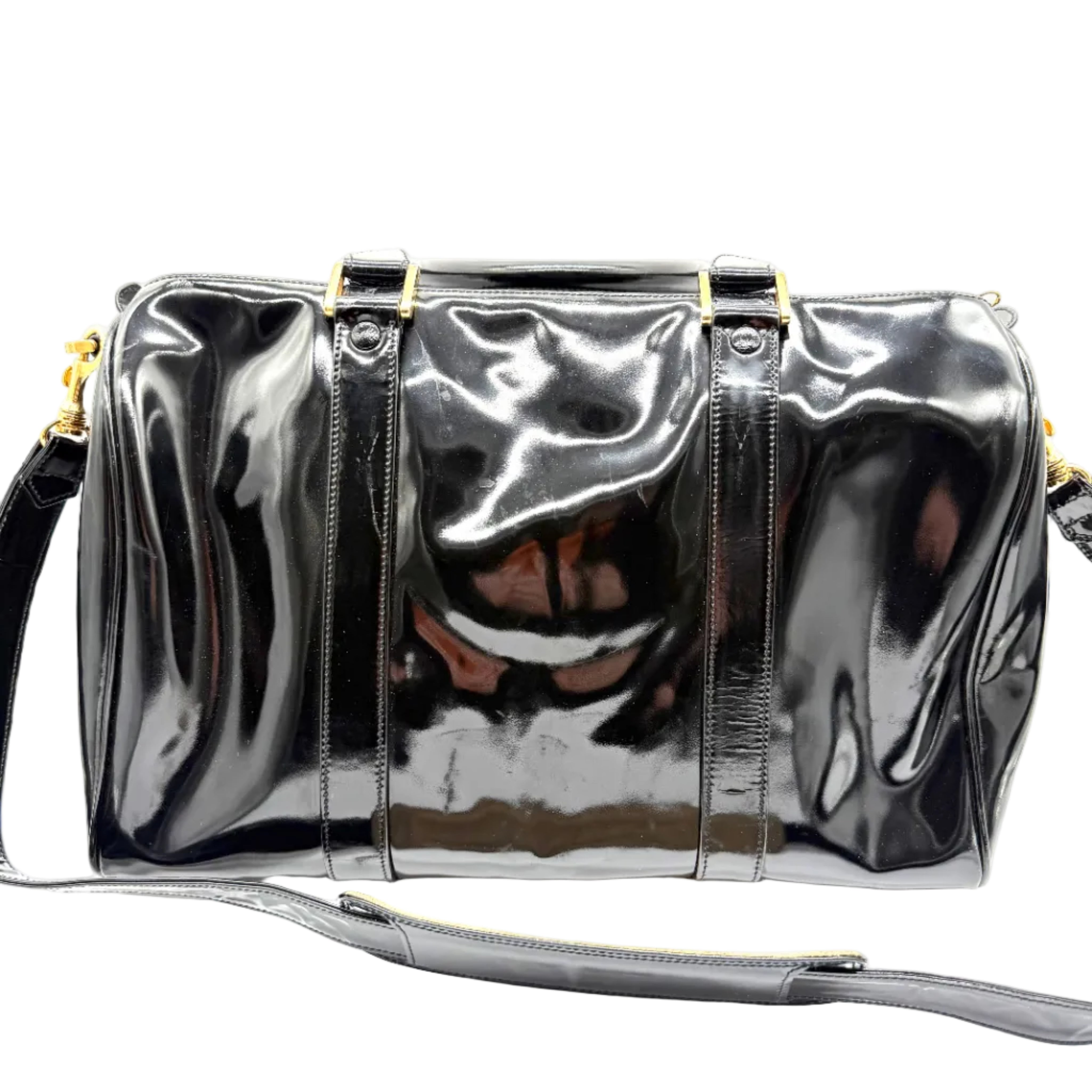Chanel | Vintage CC Boston Bag | Black Patent Leather | Gold-Tone Hardware
