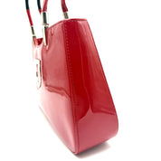 Salvatore Ferragamo Gancini Tote Bag | Red Patent Leather | Gold-Tone Hardware