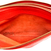 Celine | Trio Crossbody Bag | Red Grained Leather | Gold-Tone Hardware