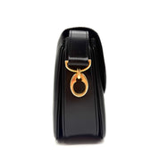 Vintage Celine Ring-Clasp Shoulder Bag | Black Leather | Gold-Tone Hardware