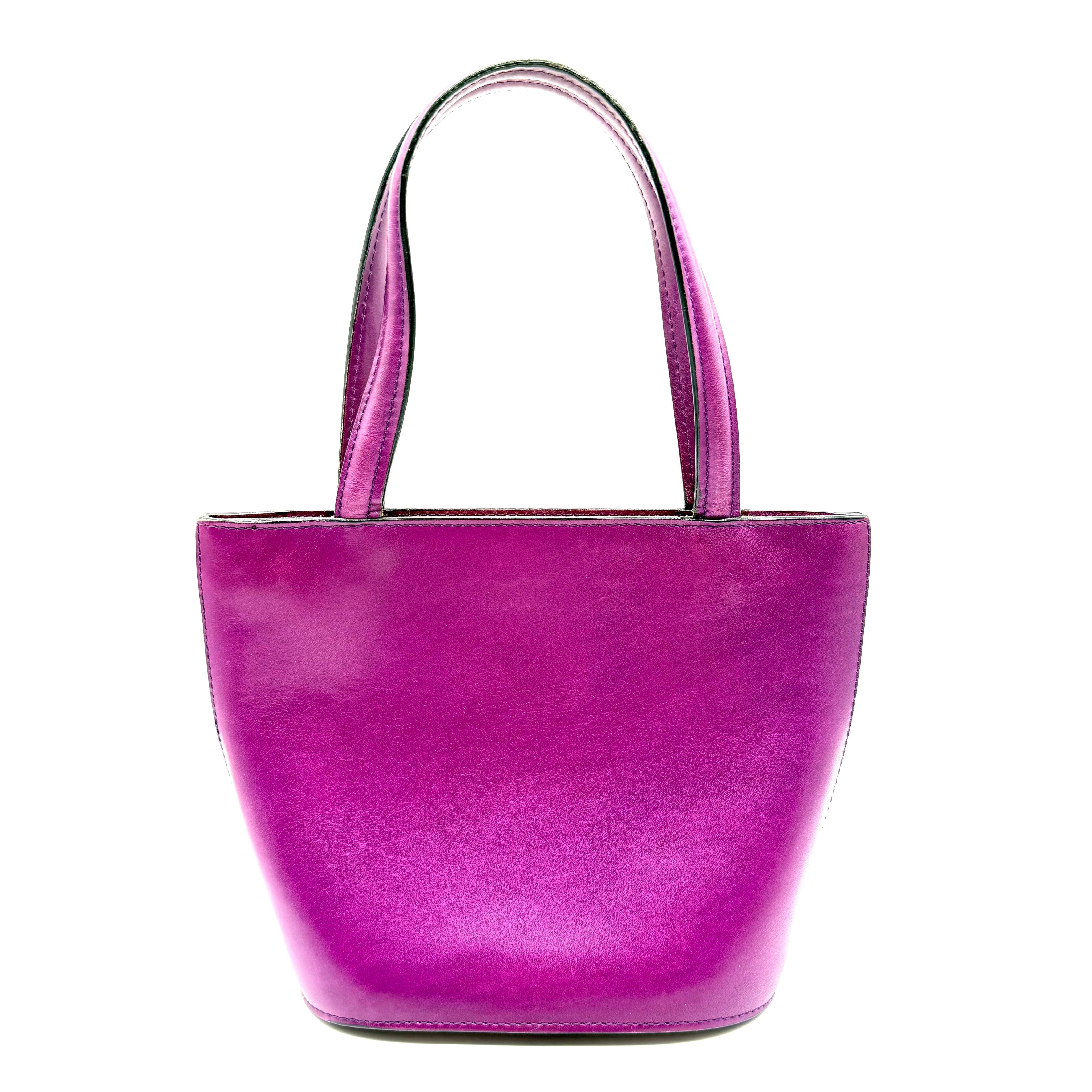 Vintage Céline Bucket Tote Bag | Magenta Leather | Gold-Tone Hardware