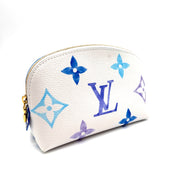 Louis Vuitton By The Pool Pochette Cosmétique | White & Blue Monogram Giant | Gold-Tone Hardware