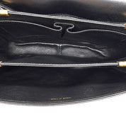 Vintage Celine Ring-Clasp Shoulder Bag | Black Leather | Gold-Tone Hardware