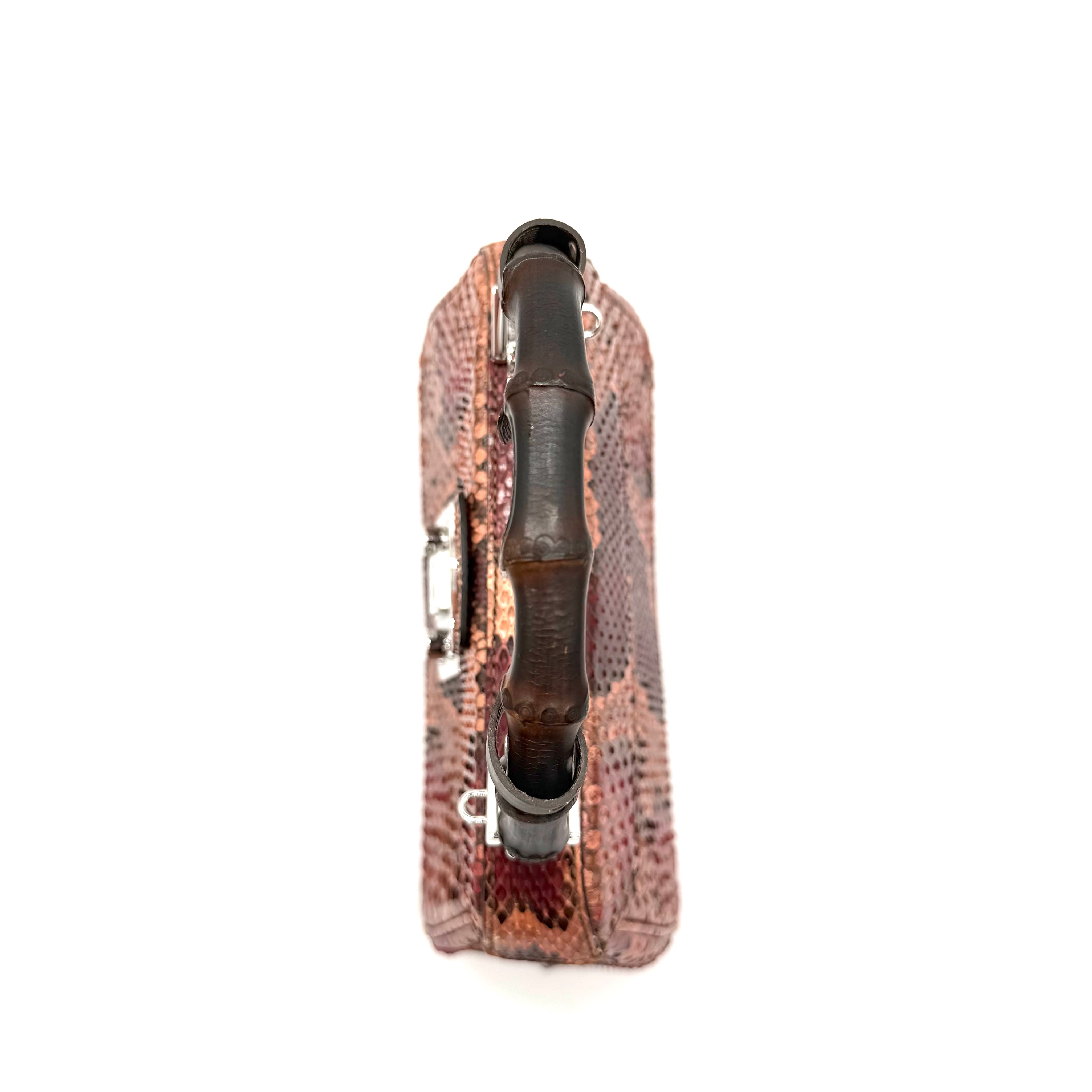 Gucci Lady Lock Bamboo Top Handle Bag | Multicolour Python | Silver-Tone Hardware
