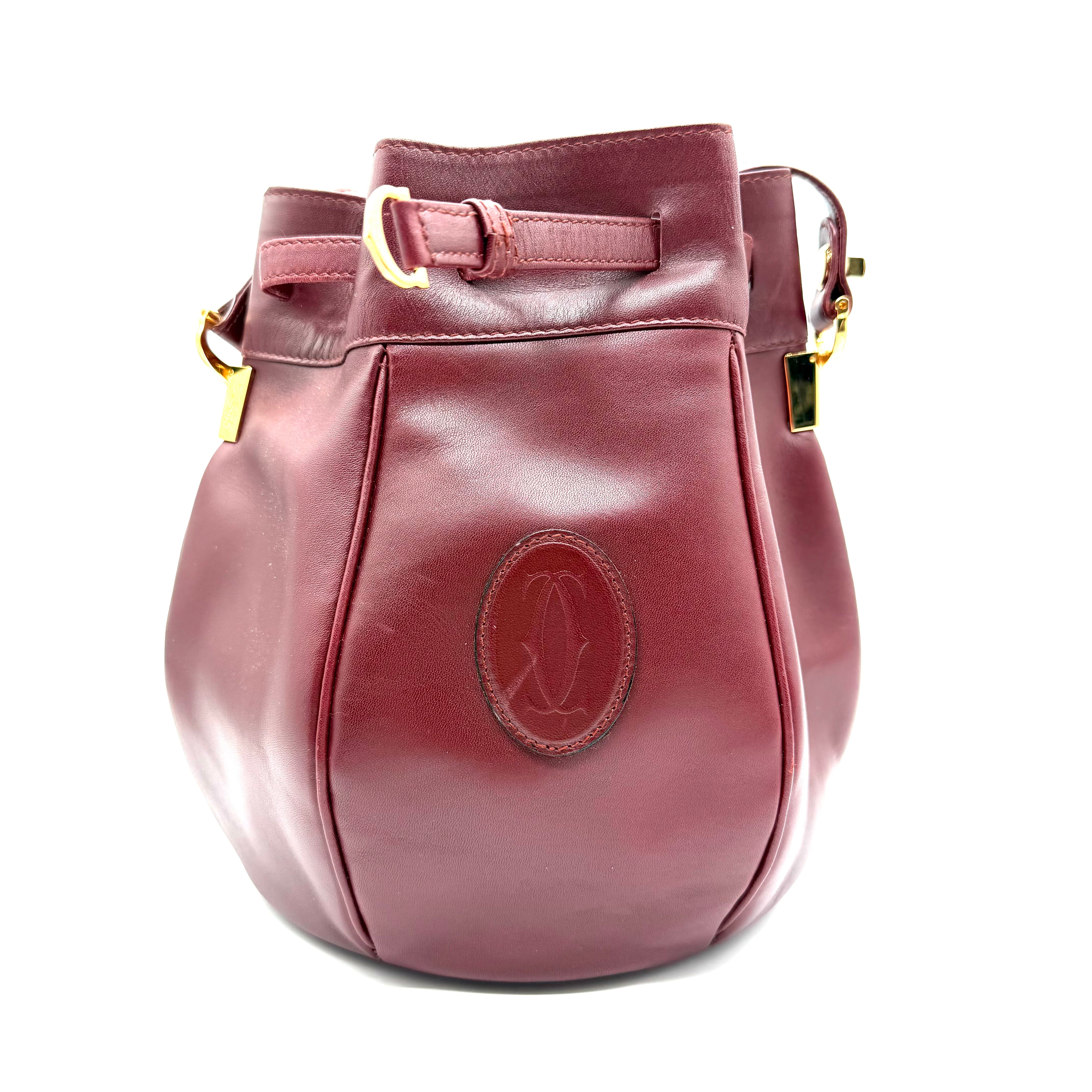Cartier | Must de Cartier Vintage Bucket Shoulder Bag | Burgundy Leather | Gold-Tone Hardware