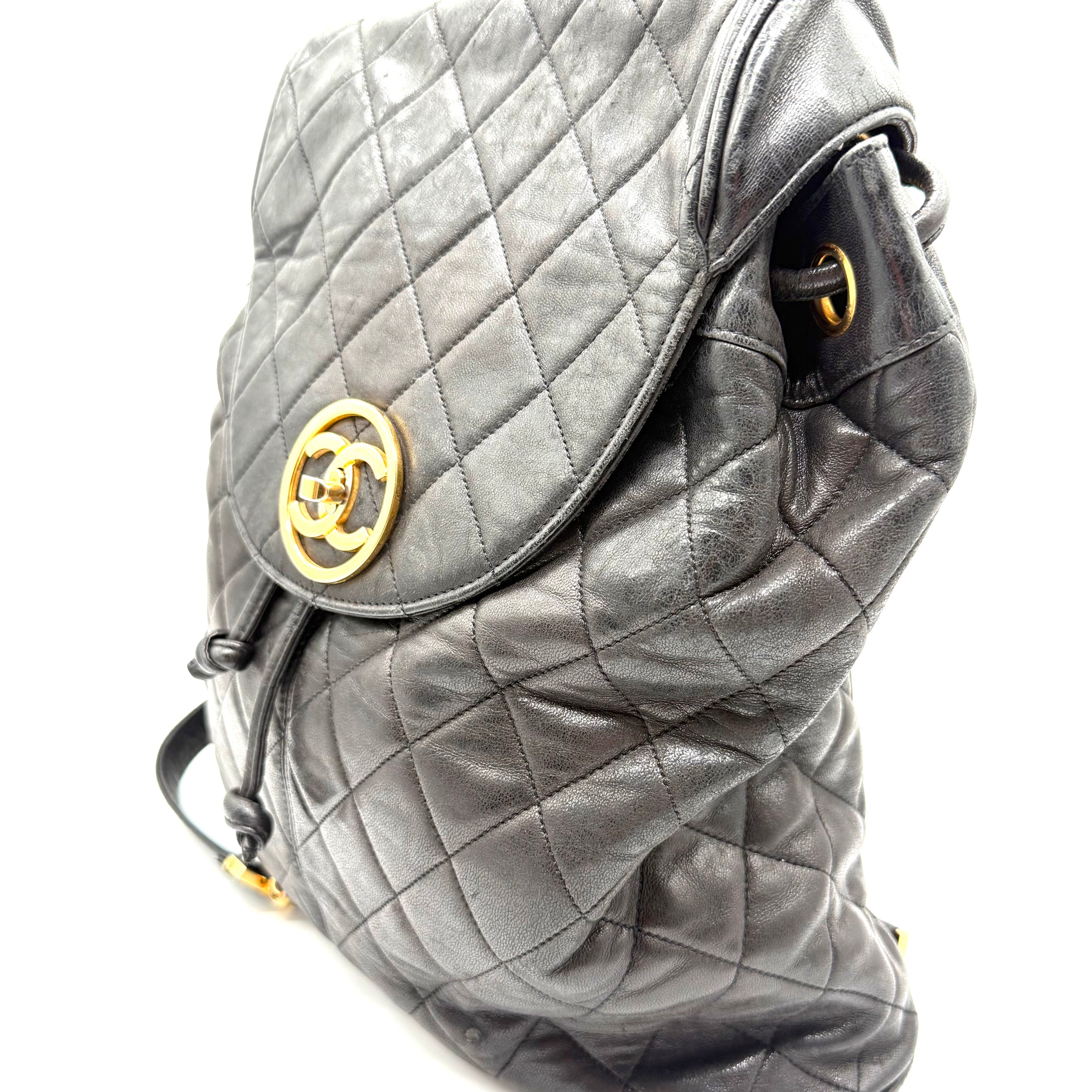 Chanel Quilted Backpack | Black Leather | Gold-Tone Hardware