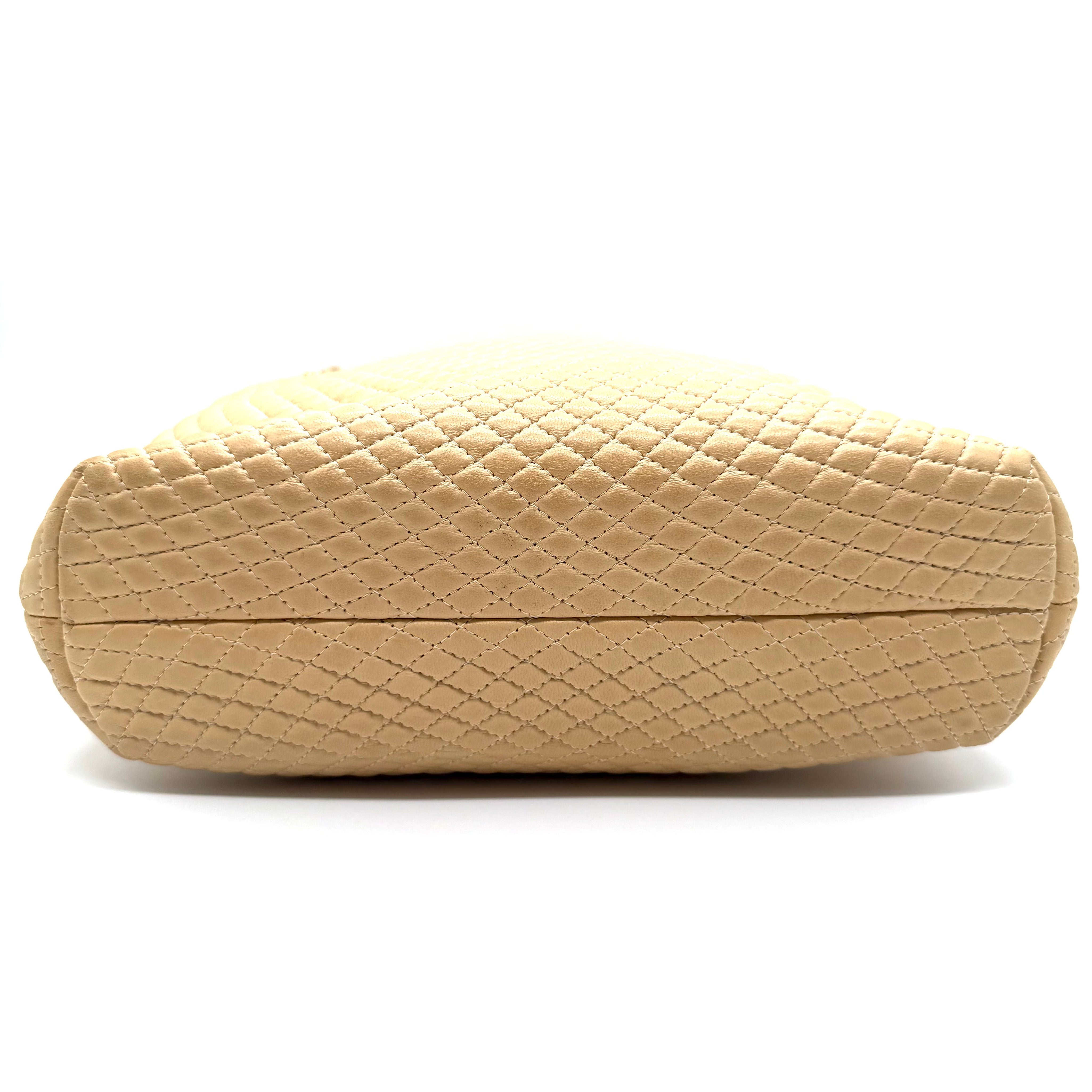 Bally Quilted Leather Shoulder Bag | Beige | Gold-Tone Hardware (28cm)