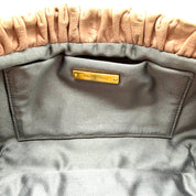 Miu Miu Gathered Leather Clutch | Metallic Blush Pink | Gold-Tone Hardware