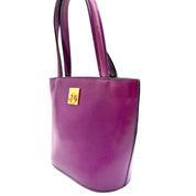 Vintage Céline Bucket Tote Bag | Magenta Leather | Gold-Tone Hardware