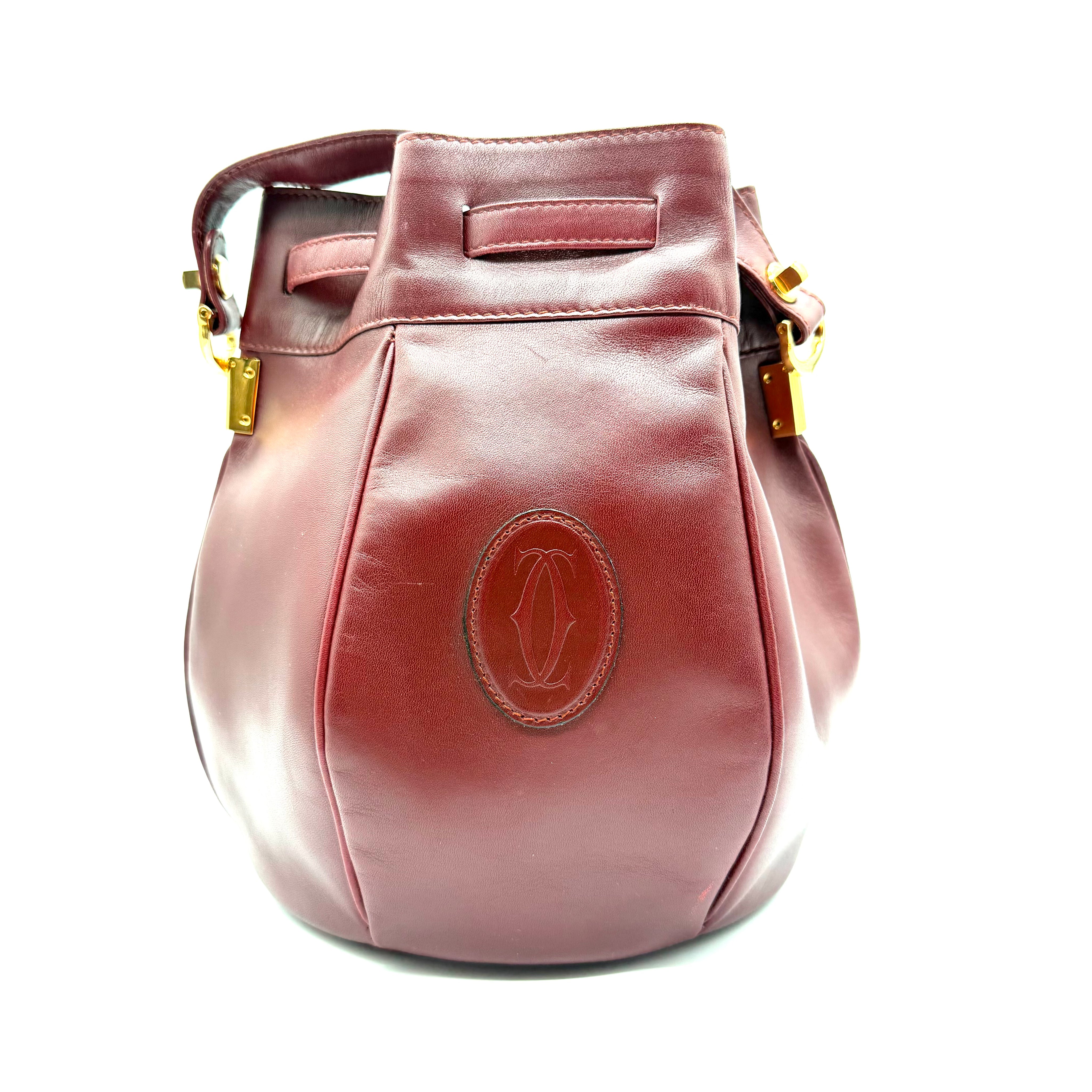 Cartier | Must de Cartier Vintage Bucket Shoulder Bag | Burgundy Leather | Gold-Tone Hardware
