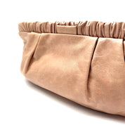Miu Miu Gathered Leather Clutch | Metallic Blush Pink | Gold-Tone Hardware
