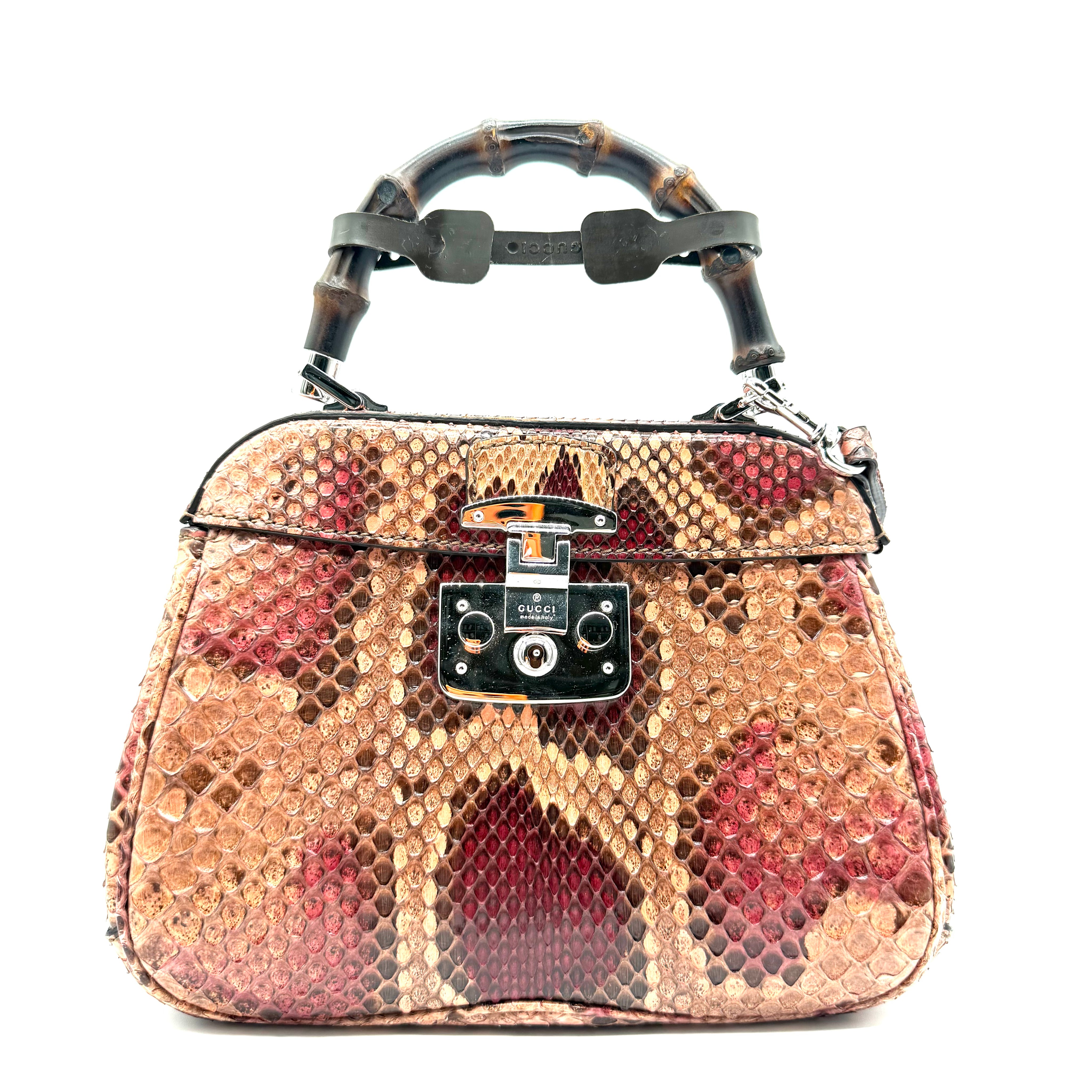Gucci Lady Lock Bamboo Top Handle Bag | Multicolour Python | Silver-Tone Hardware