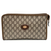 Gucci Vintage GG Plus Monogram Clutch | Beige & Brown | Gold-Tone Hardware (27cm)