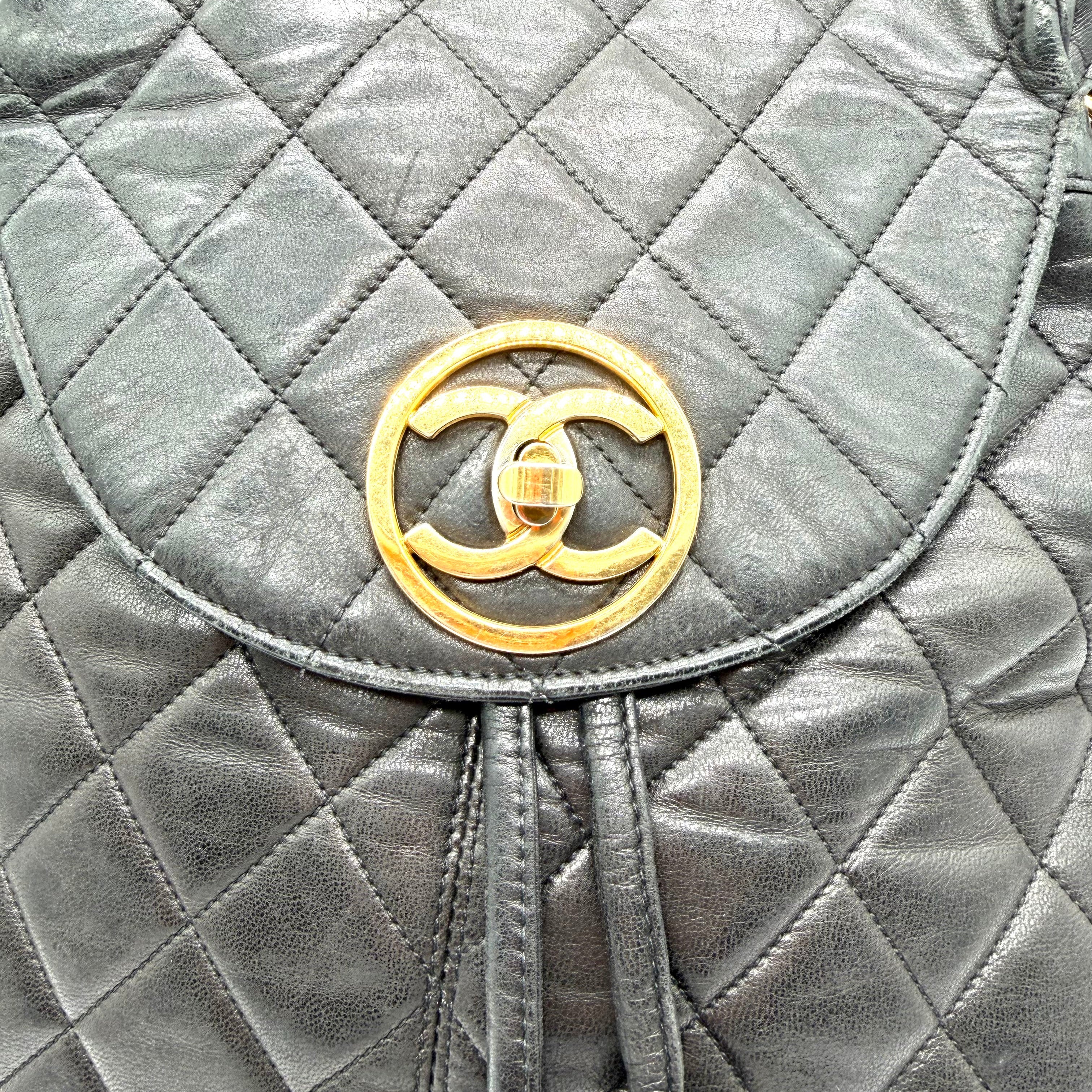 Chanel Quilted Backpack | Black Leather | Gold-Tone Hardware