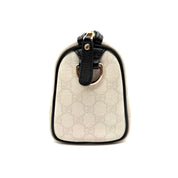 Gucci Joy Boston Bag | Ivory GG Canvas & Black Leather | Gold-Tone Hardware
