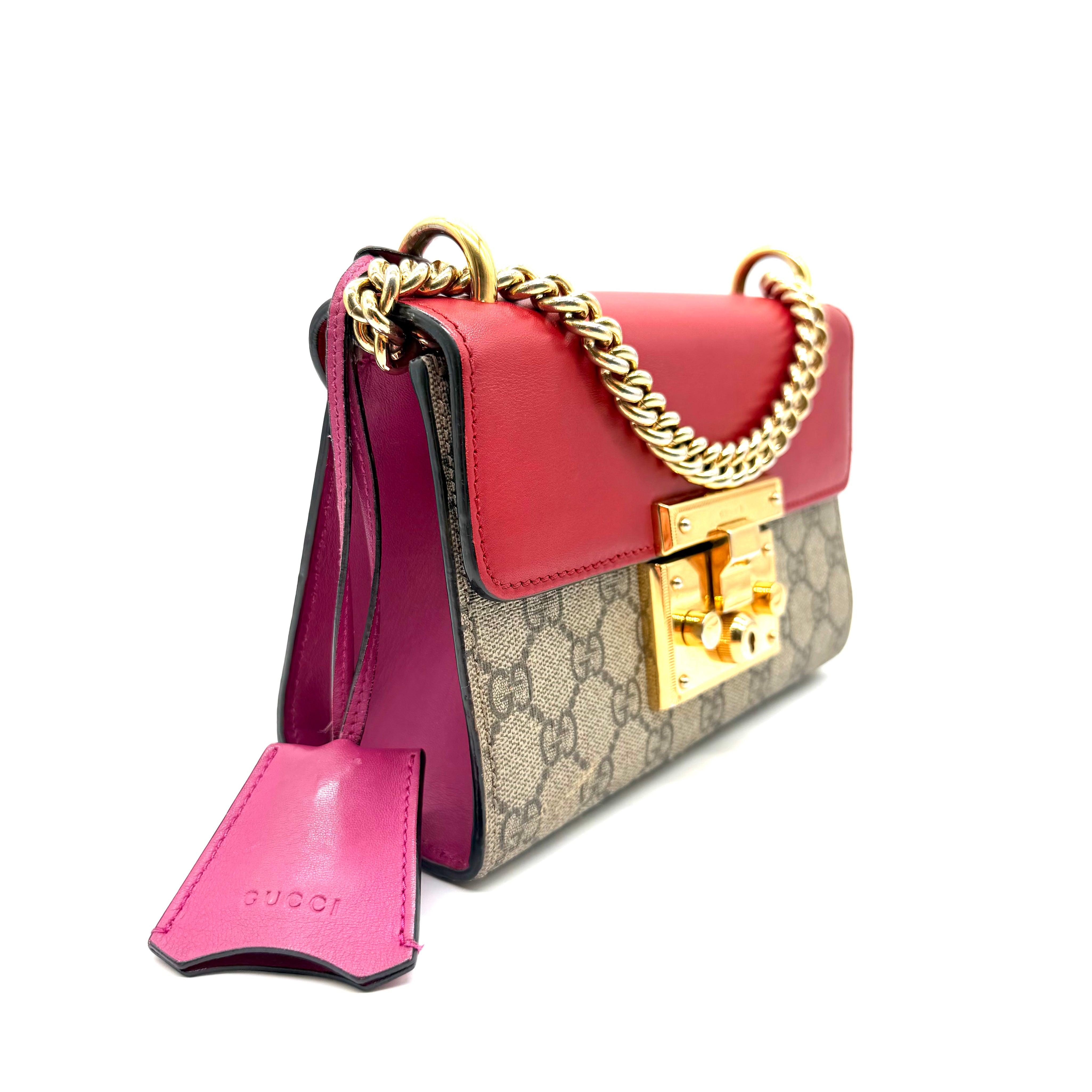 Gucci | Padlock Small Shoulder Bag | GG Supreme Canvas and Red Leather | Gold-Tone Hardware