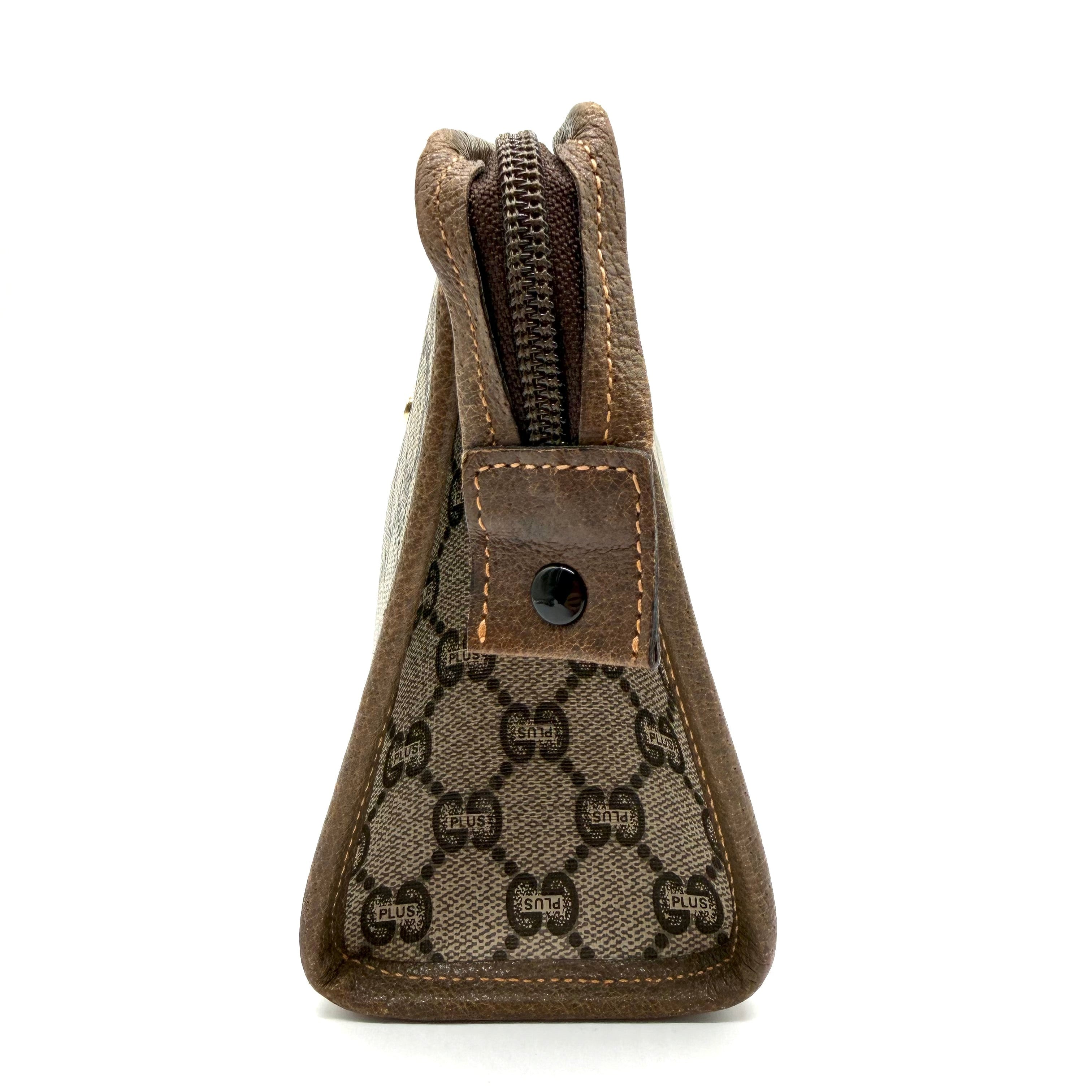 Gucci Vintage GG Plus Monogram Clutch | Beige & Brown | Gold-Tone Hardware (27cm)
