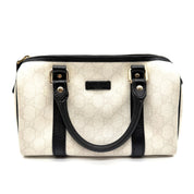 Gucci Joy Boston Bag | Ivory GG Canvas & Black Leather | Gold-Tone Hardware