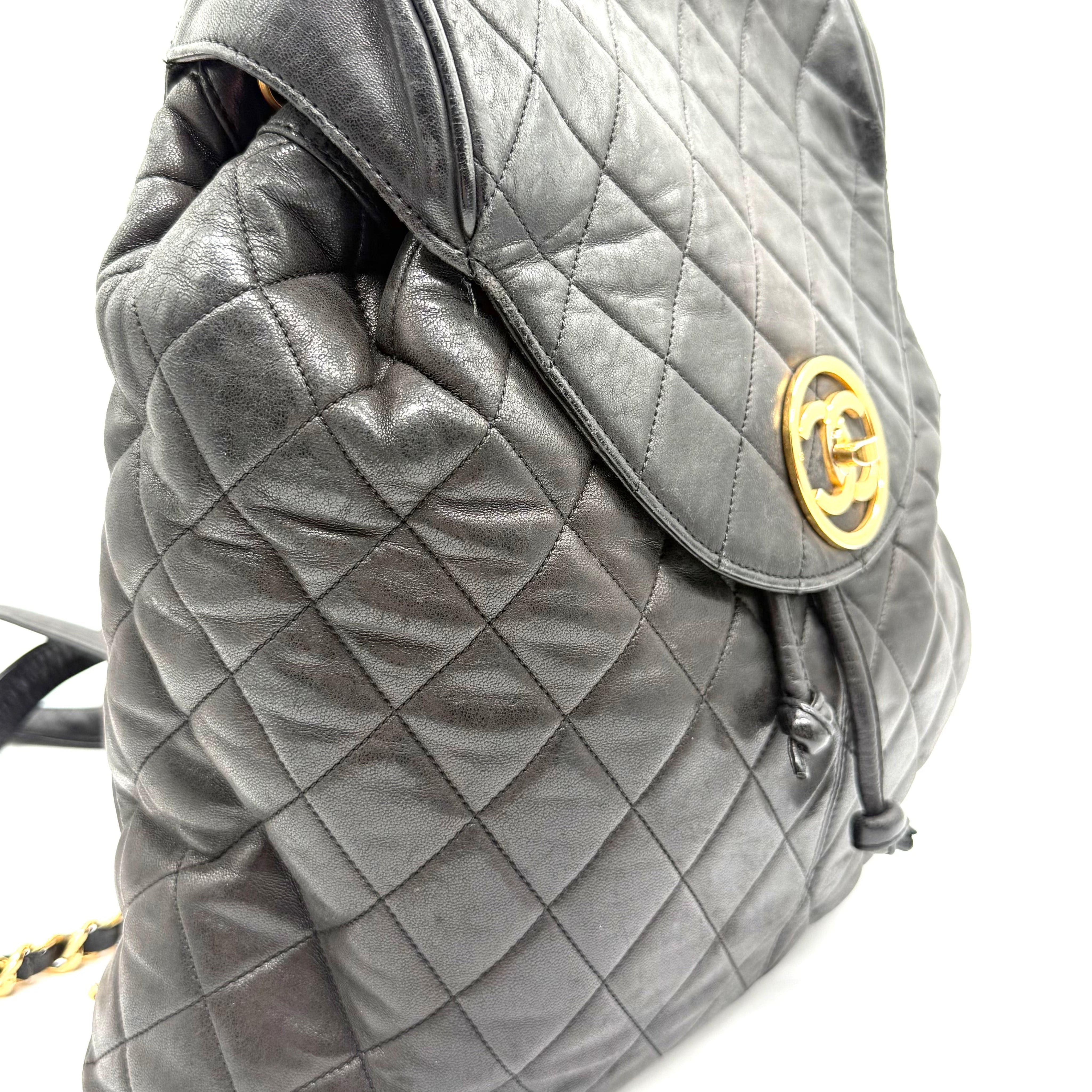 Chanel Quilted Backpack | Black Leather | Gold-Tone Hardware