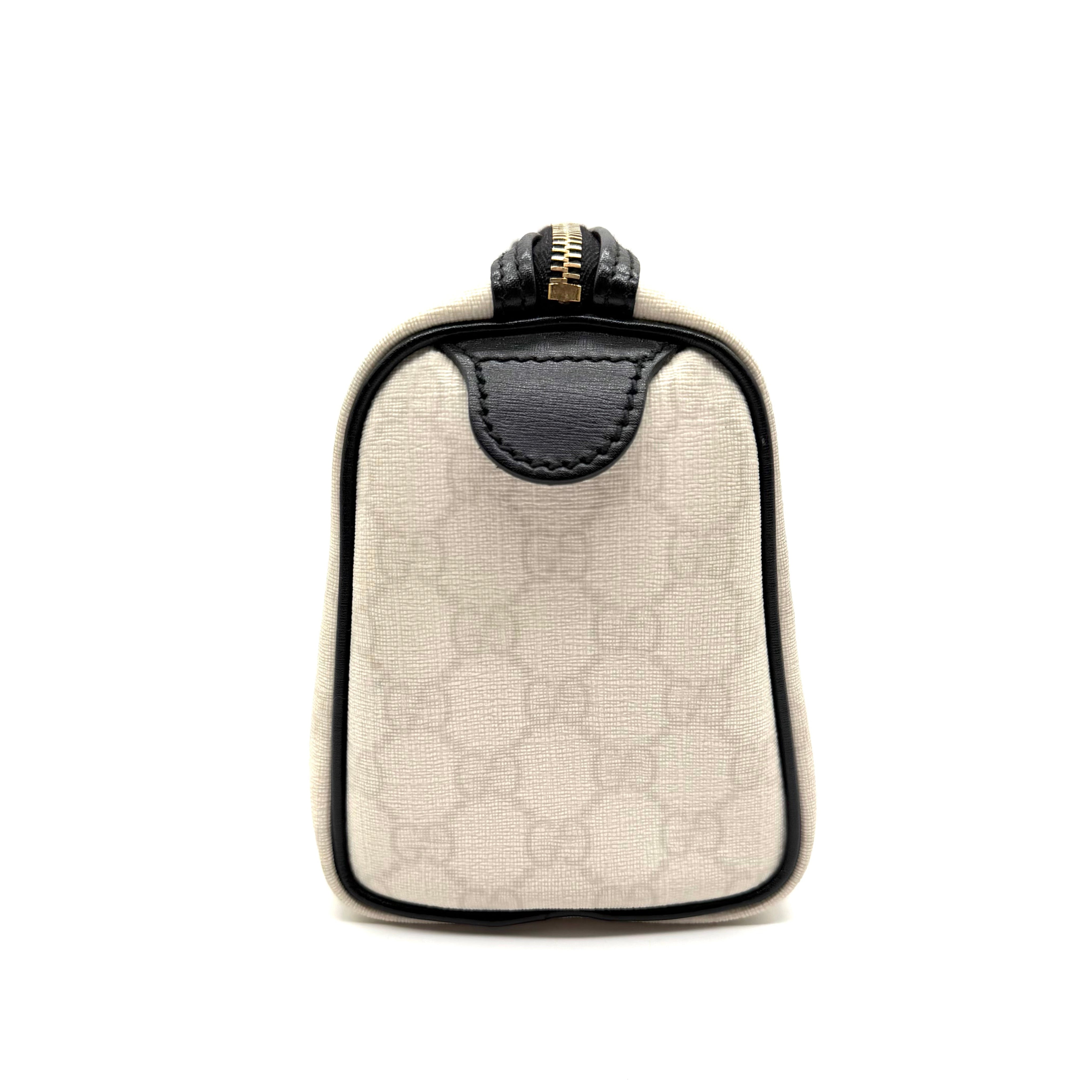 Gucci Joy Boston Bag | Ivory GG Canvas & Black Leather | Gold-Tone Hardware