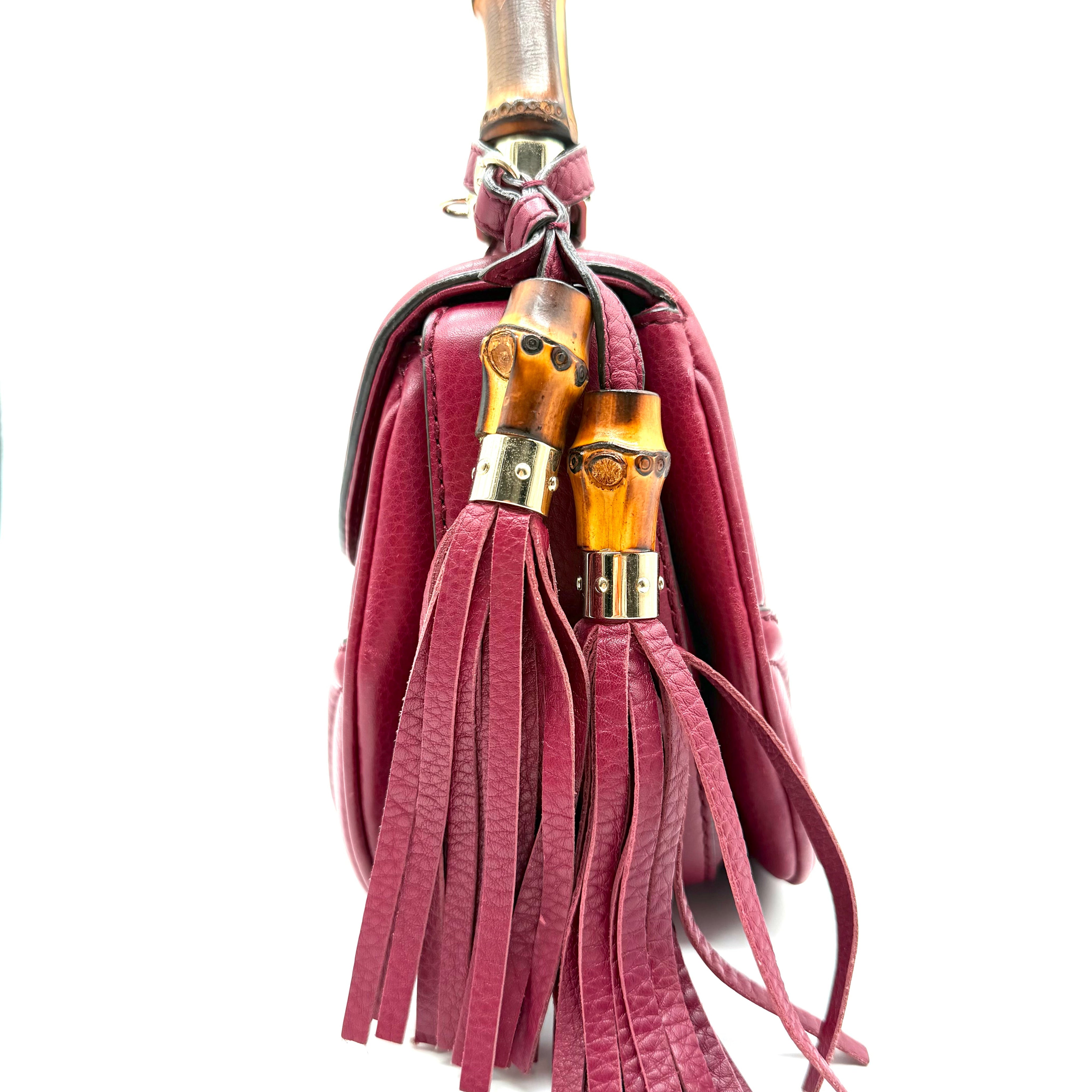 Gucci Bamboo Top Handle Bag | Burgundy Leather | Gold-Tone Hardware