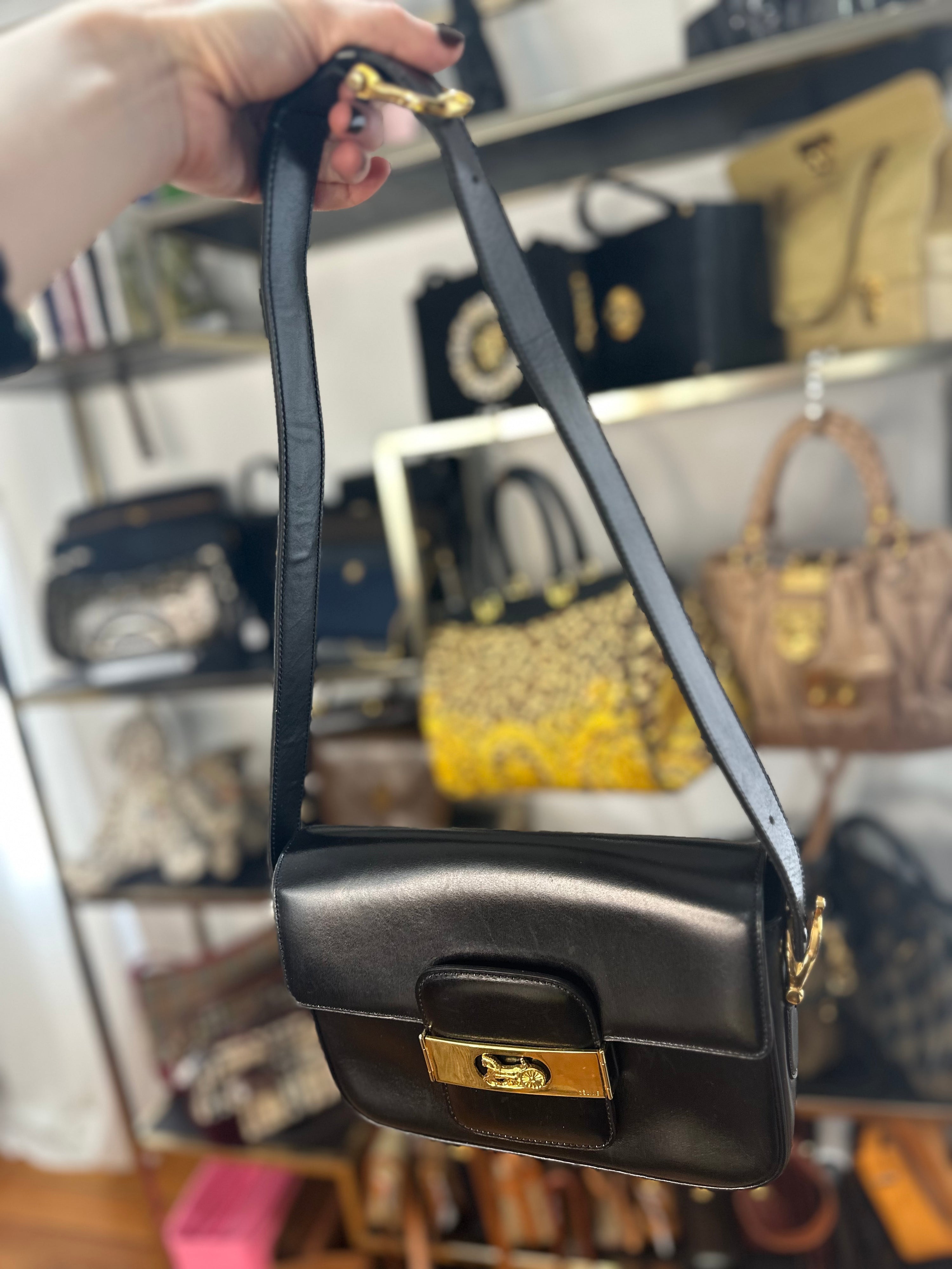 Celine Black Box Calf Leather Bag