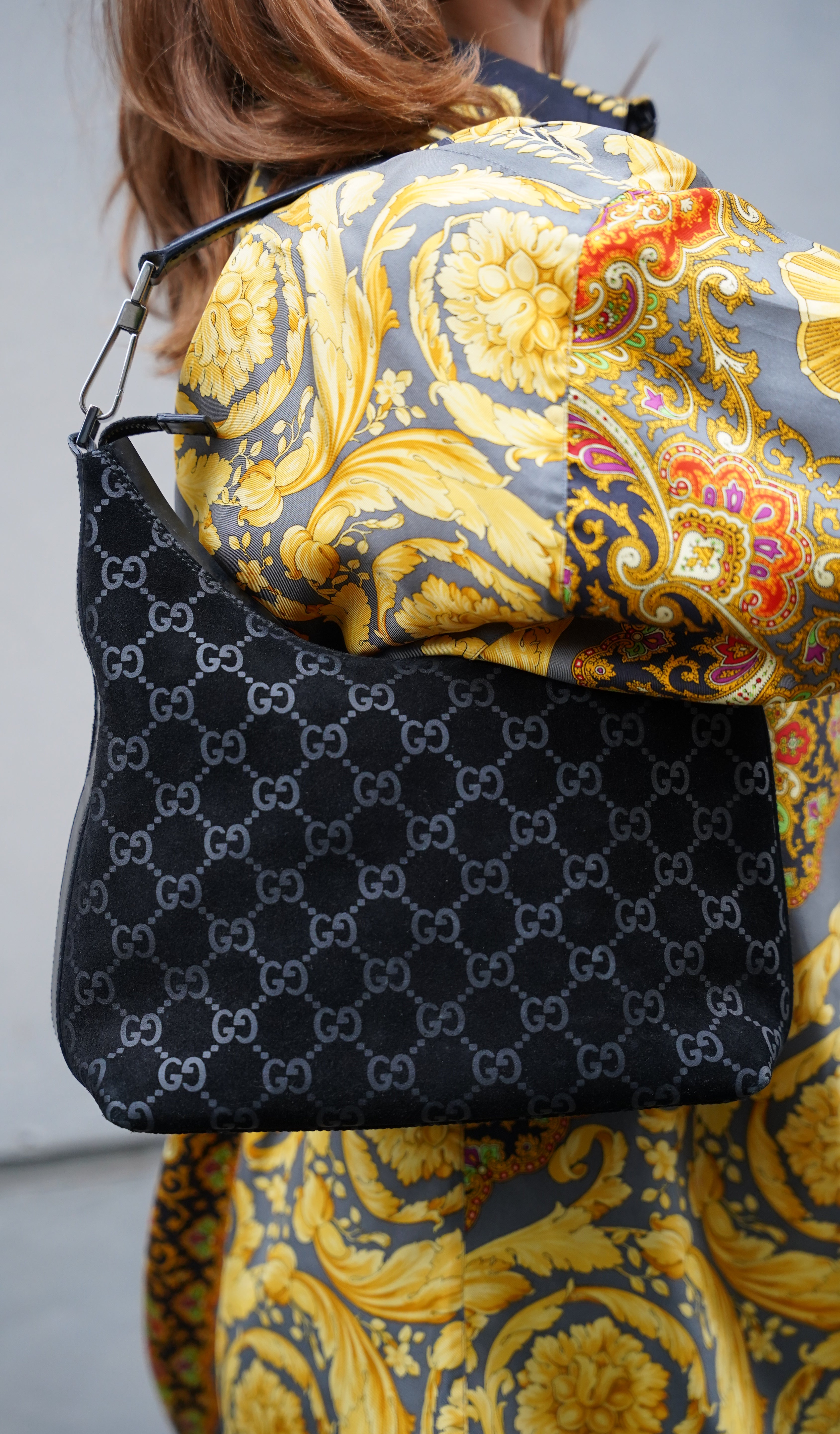 Gucci |  Black GG Jacquard Hobo Bag (Pristine Condition)