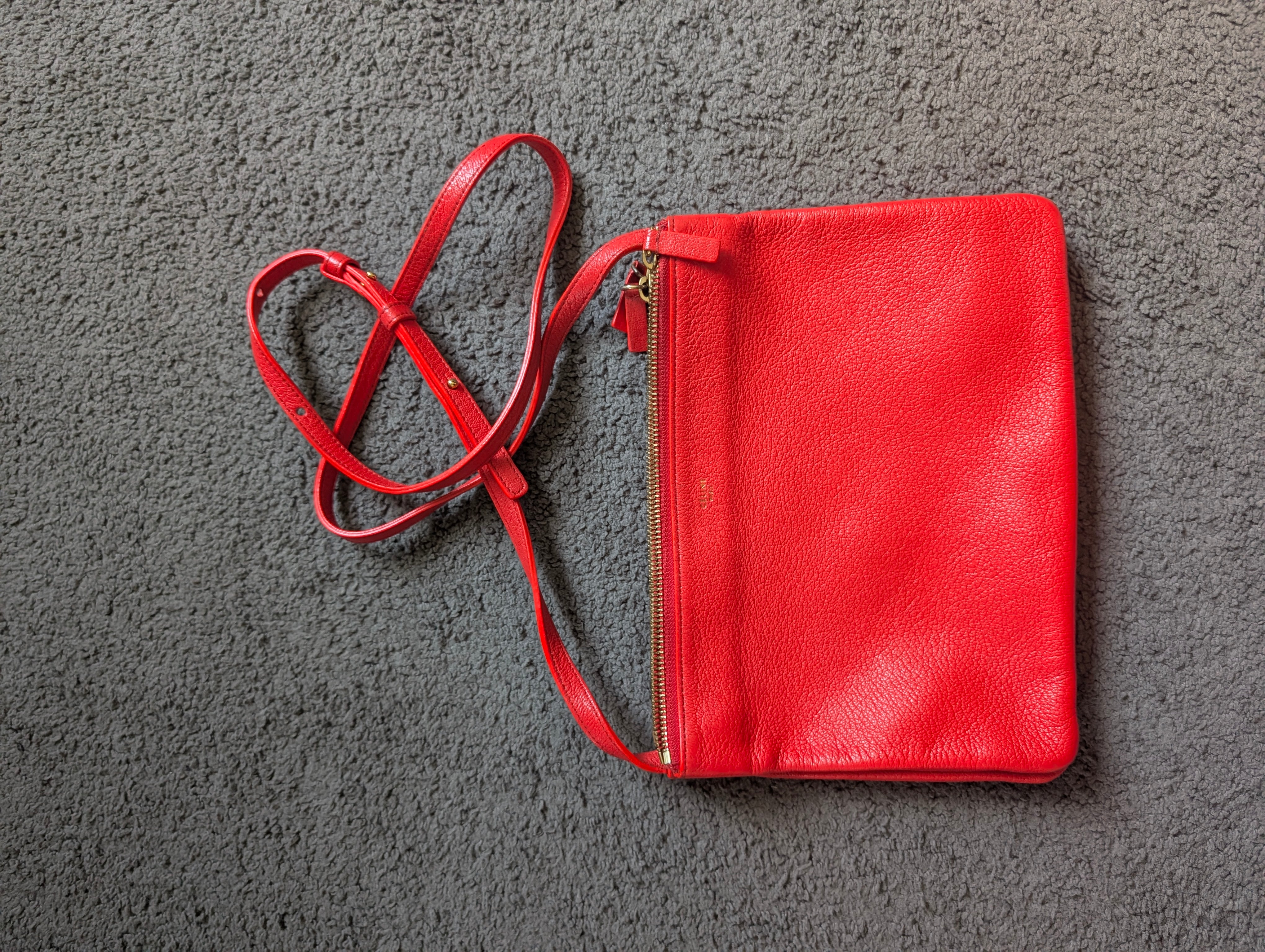 Celine Red Trio Crossbody