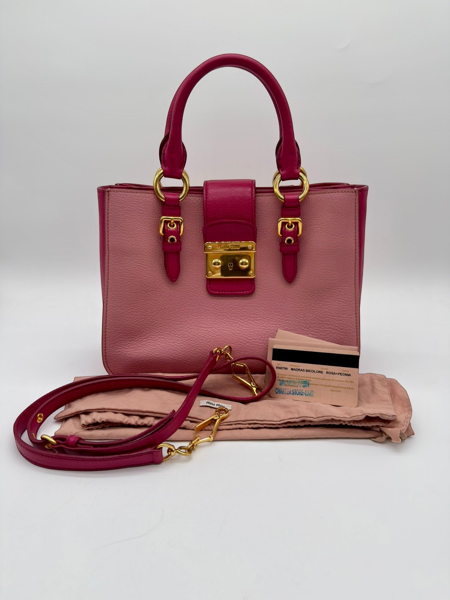 Miu Miu | Madras Satchel Crossbody Bag | Goatskin | Gold Hardware
