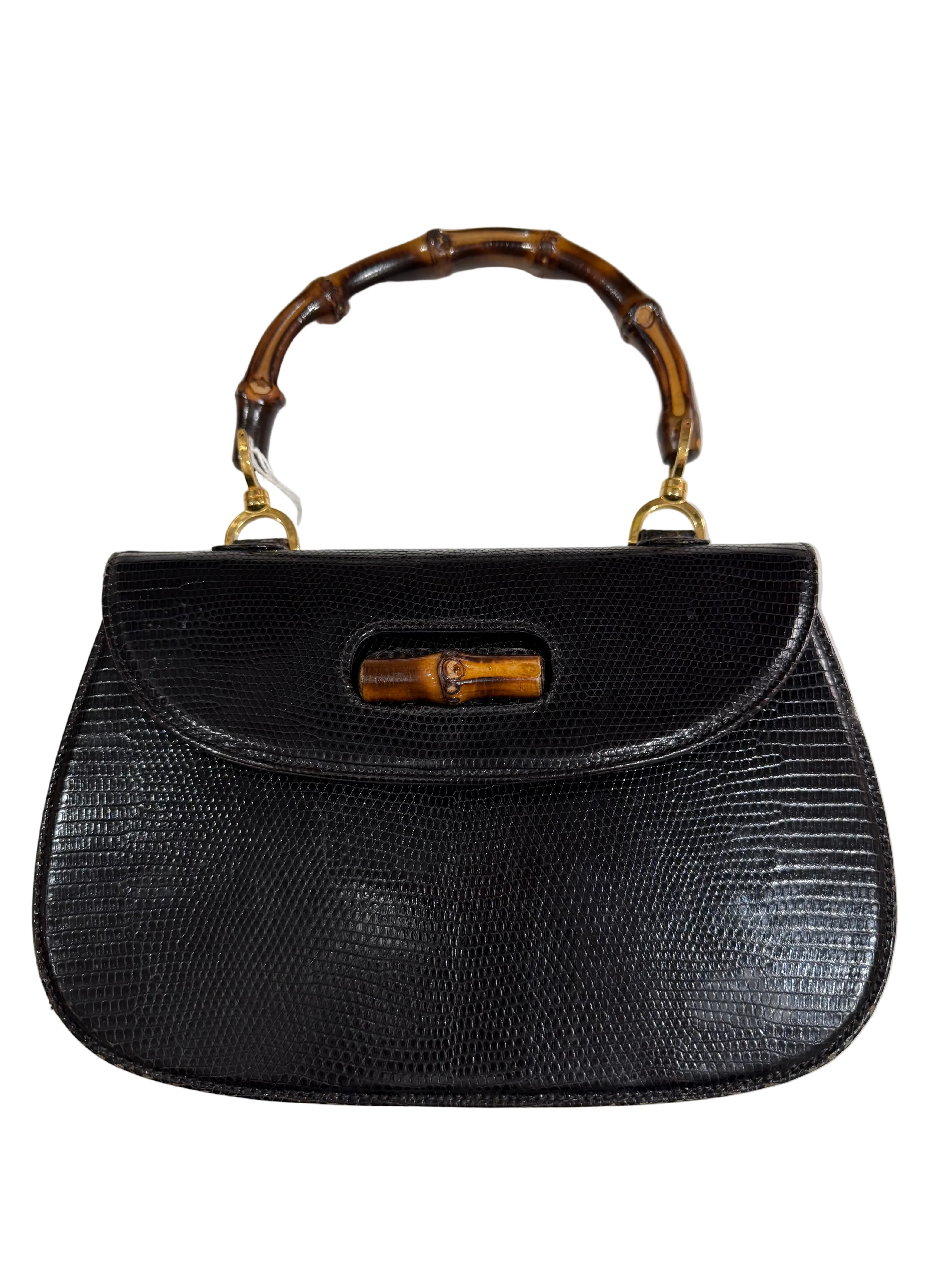 Gucci | 1947 Black Lizard with Bamboo Handle - Cons