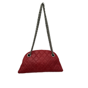 Chanel Mademoiselle Bowling Bag | Red Quilted Lizard-Embossed Leather | Silver Hardware