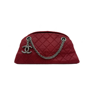 Chanel Mademoiselle Bowling Bag | Red Quilted Lizard-Embossed Leather | Silver Hardware