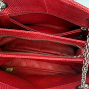 Chanel Mademoiselle Bowling Bag | Red Quilted Lizard-Embossed Leather | Silver Hardware