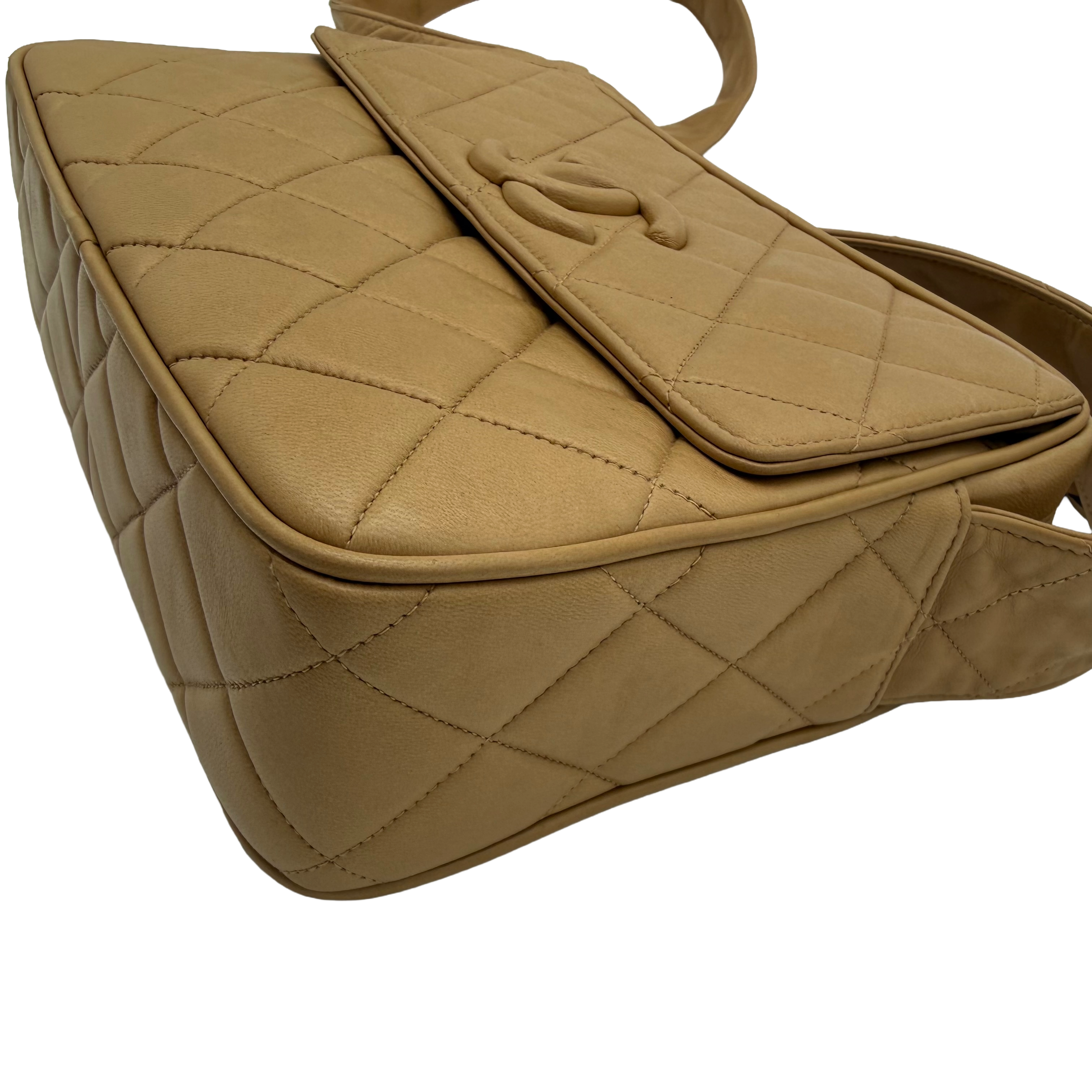 Chanel Vintage CC Tassel Camera Bag | Beige Lambskin | Gold Hardware