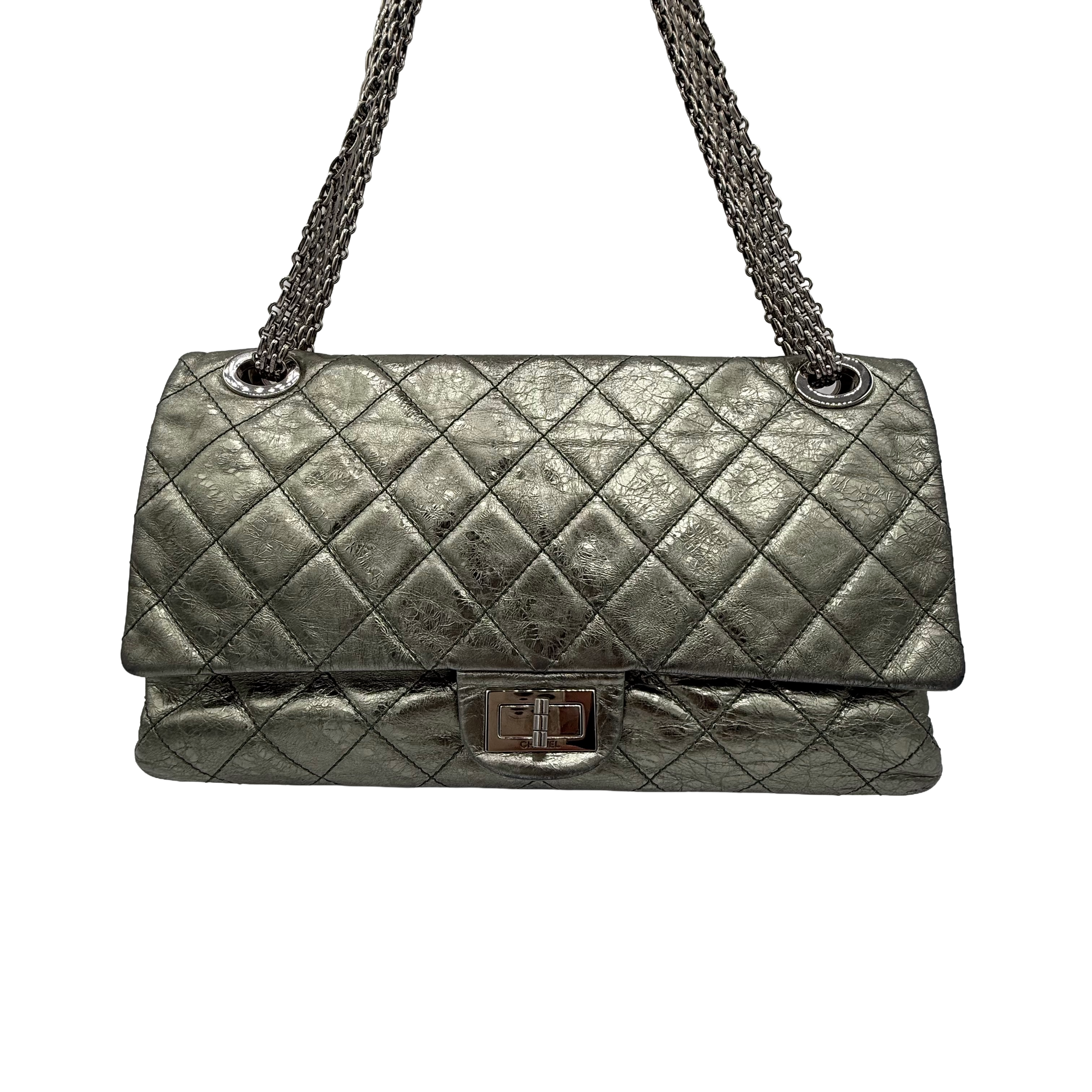 Chanel 2.55 Reissue 227 | Metallic Gunmetal Aged Calfskin | Ruthenium Hardware