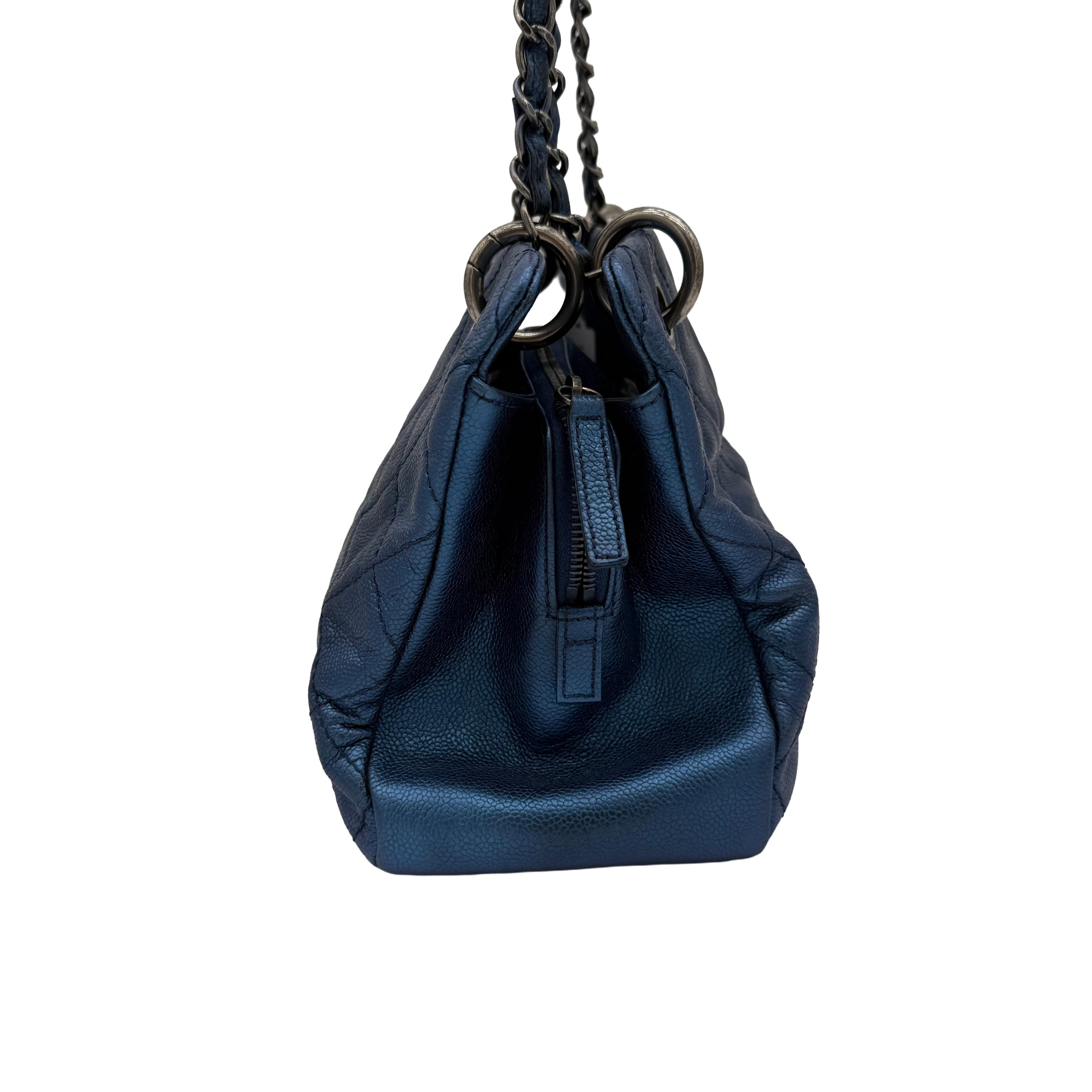 Chanel Vintage Mademoiselle Bowling Bag | Navy Caviar | Ruthenium Hardware
