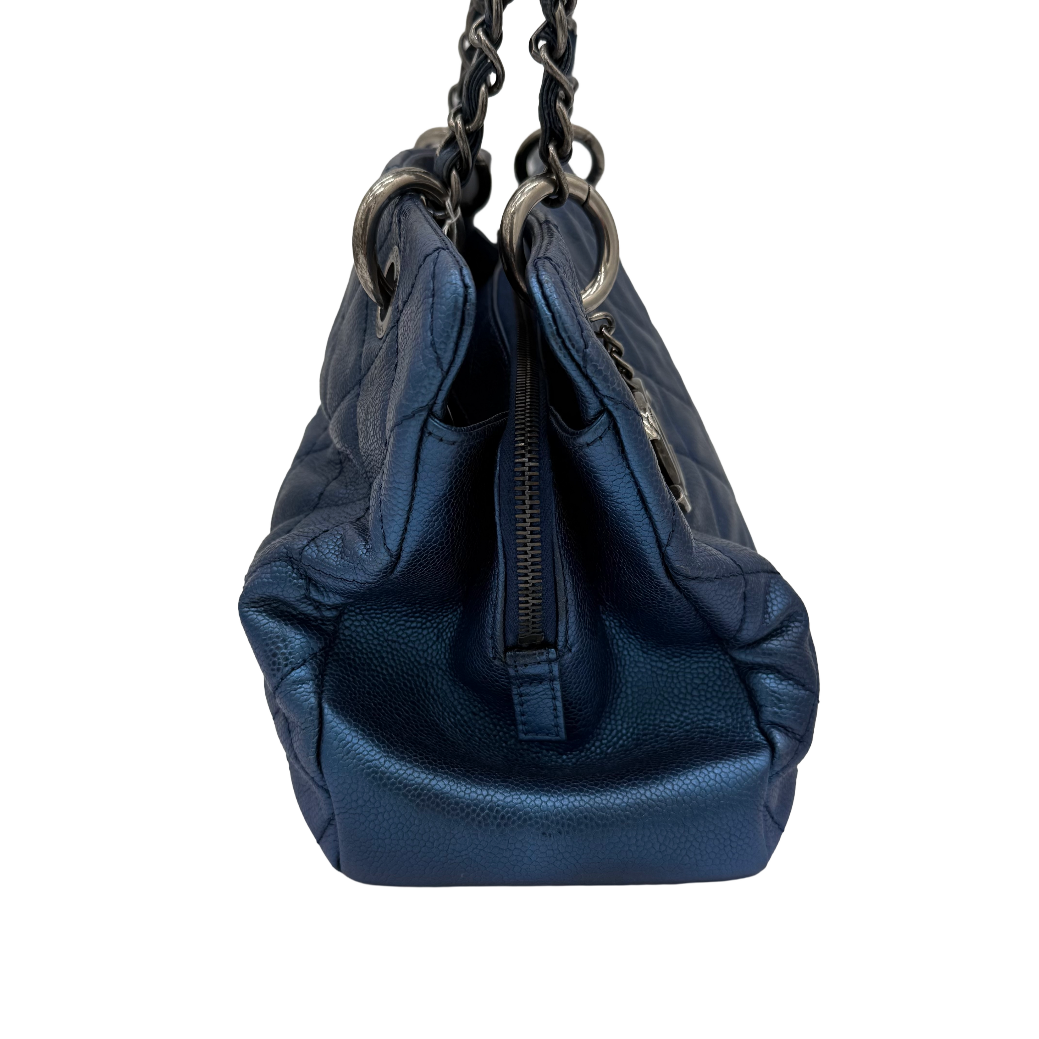 Chanel Vintage Mademoiselle Bowling Bag | Navy Caviar | Ruthenium Hardware