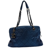 Chanel Vintage Mademoiselle Bowling Bag | Navy Caviar | Ruthenium Hardware
