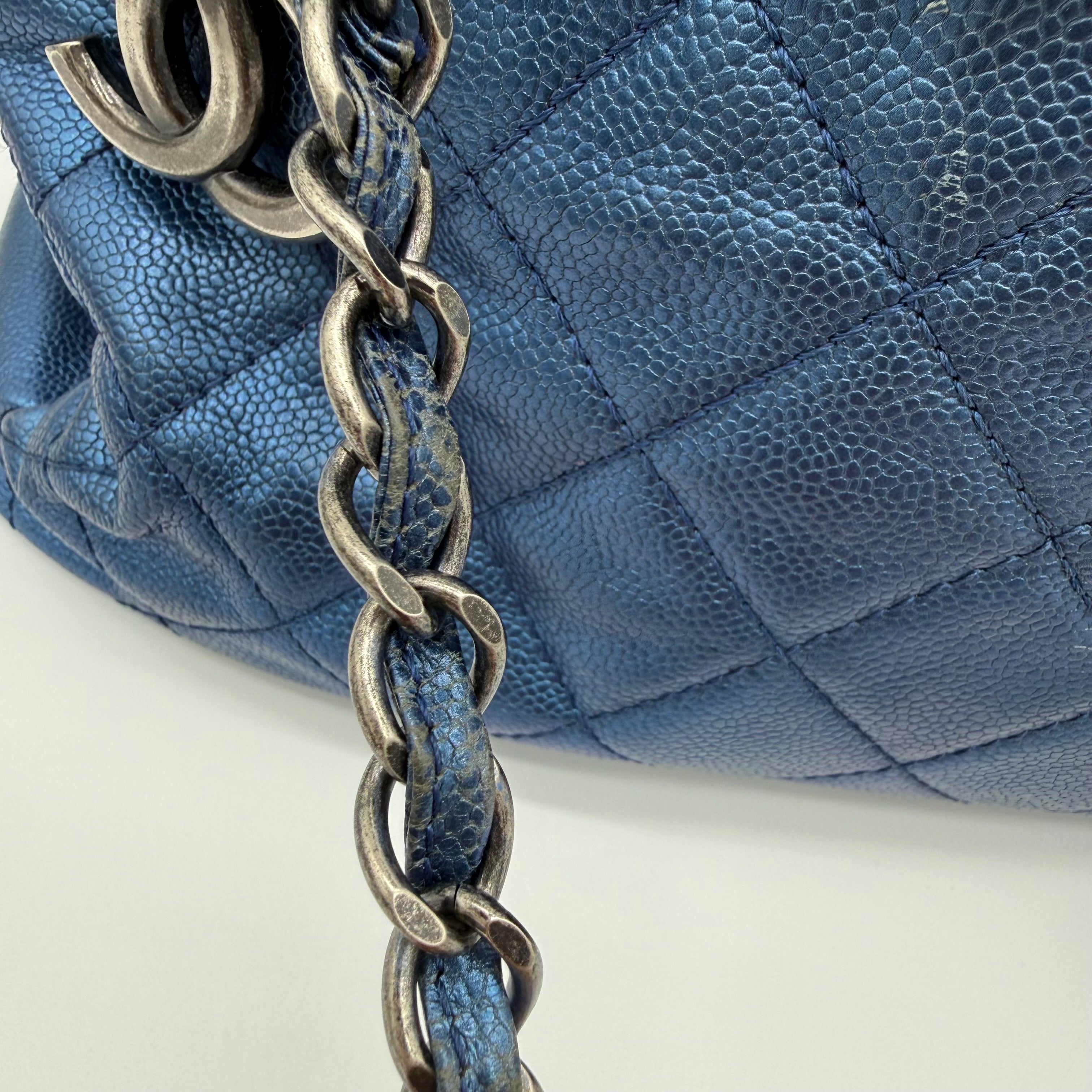 Chanel Vintage Mademoiselle Bowling Bag | Navy Caviar | Ruthenium Hardware