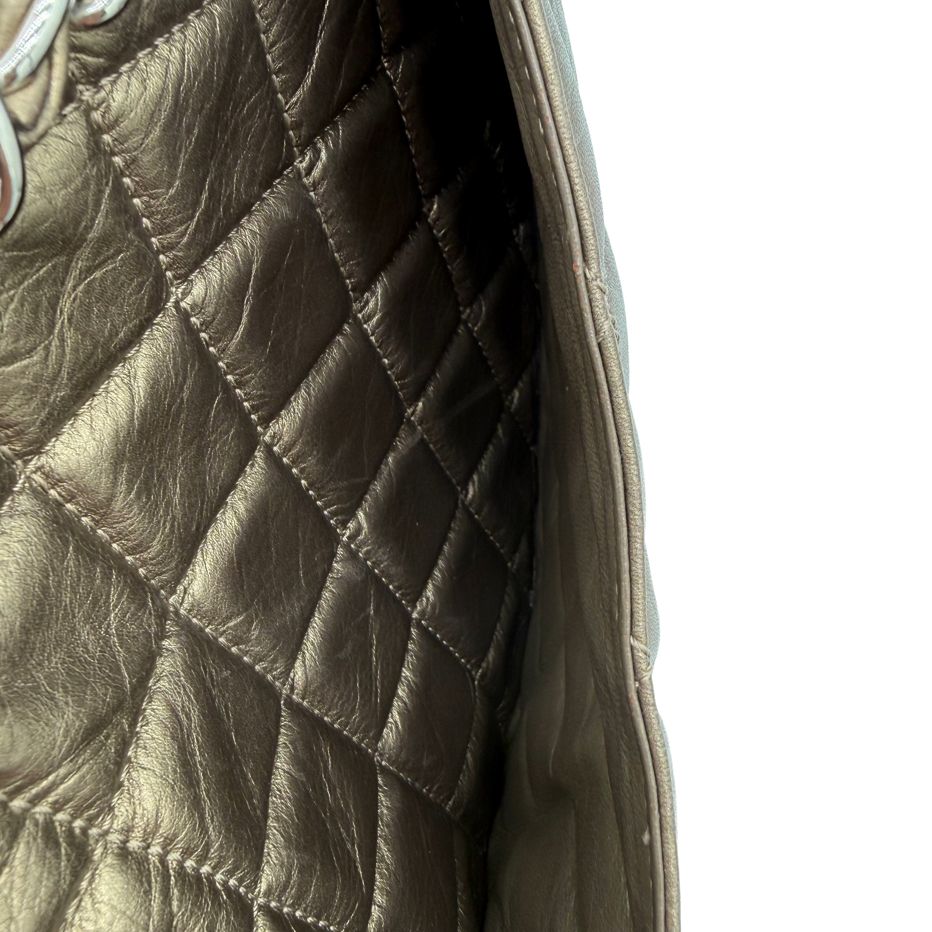 Chanel Vintage Cambon Quilted Tote | Metallic Bronze Aged Calfskin | Silver Hardware