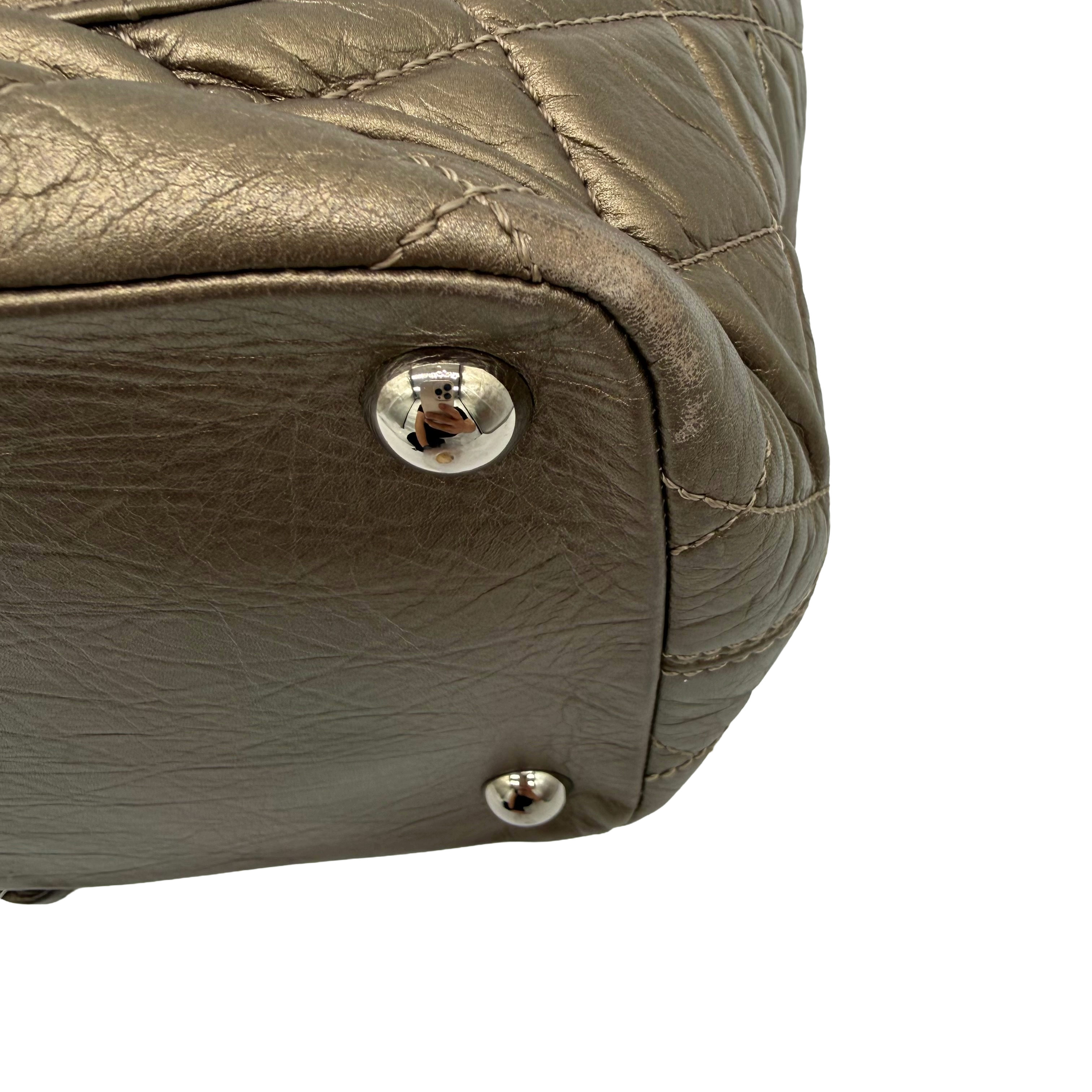 Chanel Vintage Cambon Quilted Tote | Metallic Bronze Aged Calfskin | Silver Hardware