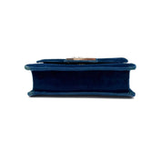 Gucci Broadway Crystal G Clutch | Midnight Blue Velvet | Silver & Gold Hardware