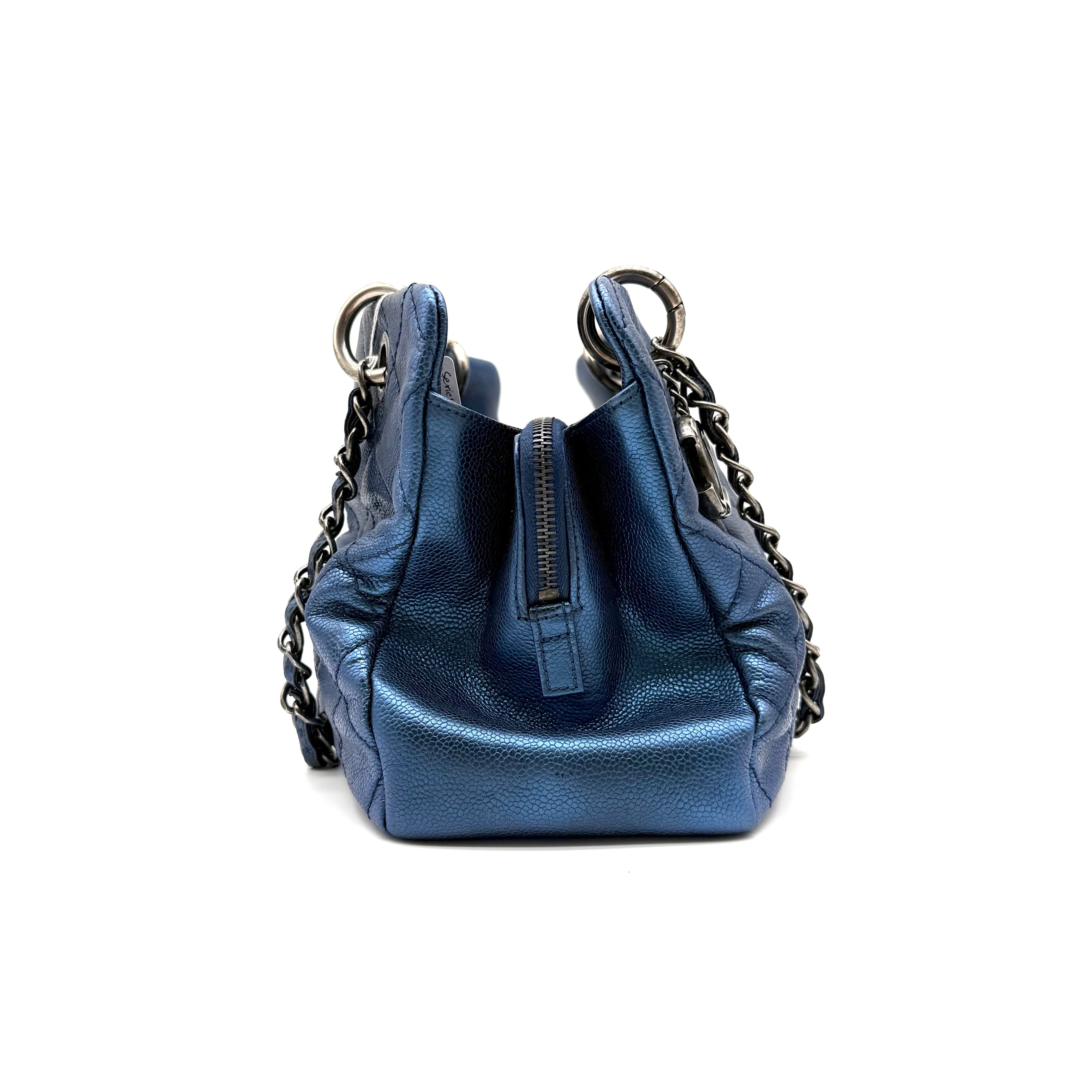 Chanel Vintage Mademoiselle Bowling Bag | Navy Caviar | Ruthenium Hardware