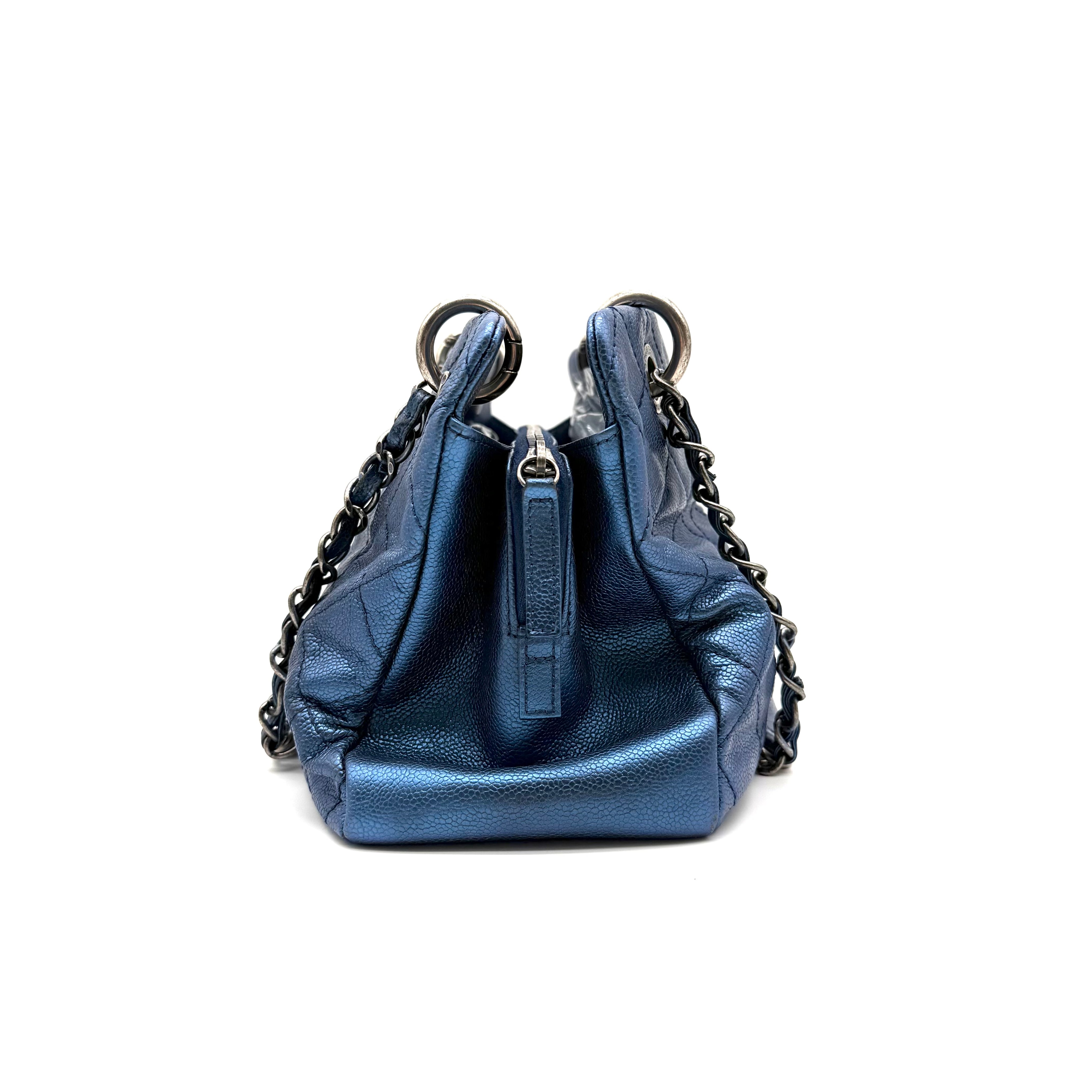 Chanel Vintage Mademoiselle Bowling Bag | Navy Caviar | Ruthenium Hardware