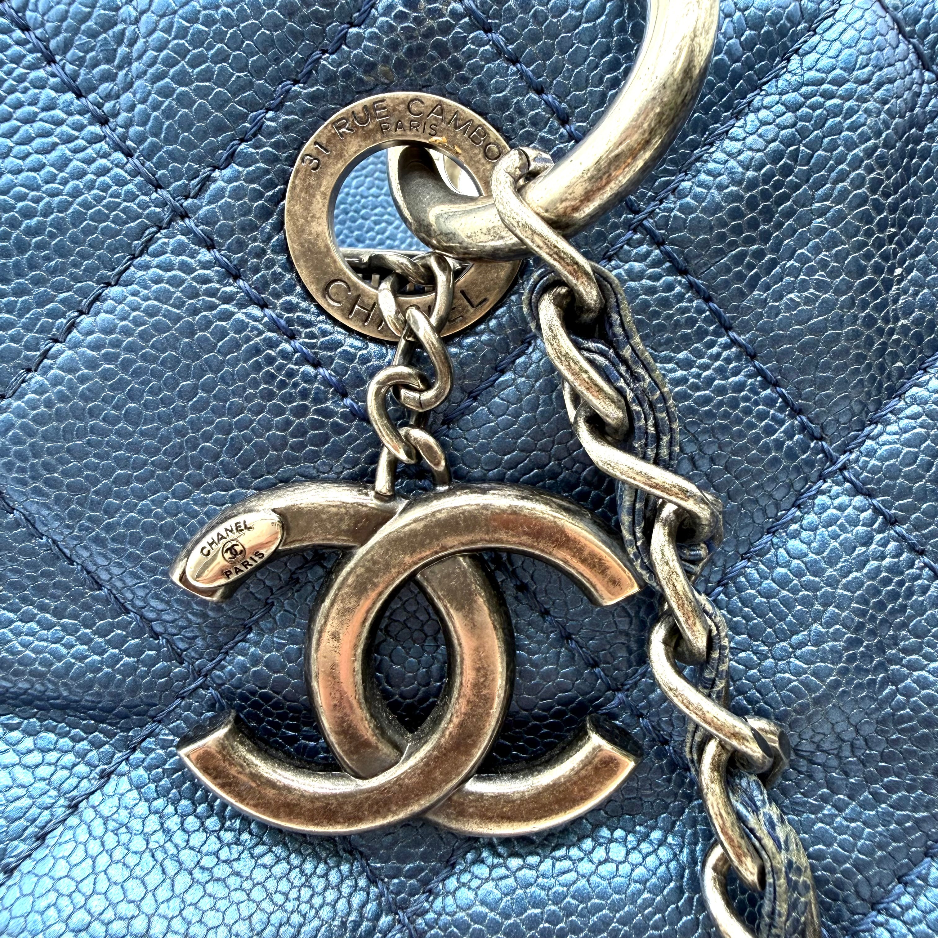 Chanel Vintage Mademoiselle Bowling Bag | Navy Caviar | Ruthenium Hardware